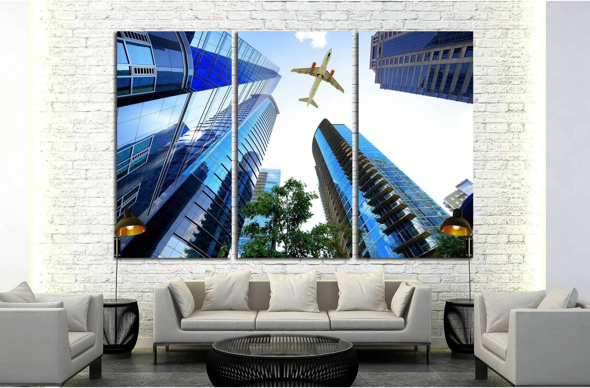 Airplane flying over Atlanta, Georgia, USA №1644 Ready to Hang Canvas Print - Zellart Canvas Prints ALL_Products, s-1644