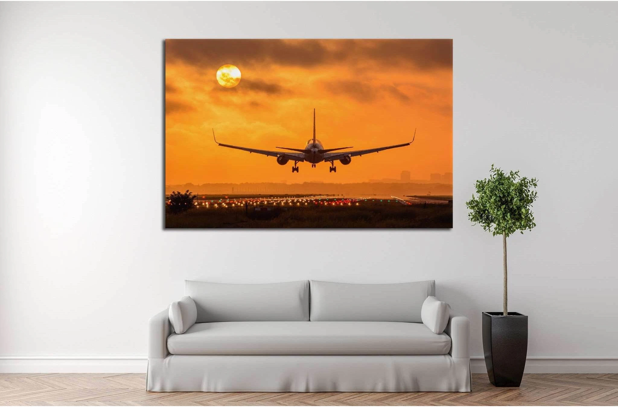 Airplane in Sunset №146 Ready to Hang Canvas Print - Zellart Canvas Prints ALL_Products, wd-146