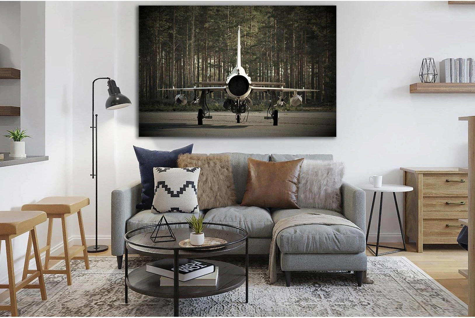 Airplane On The Road №SL766 Ready to Hang Canvas Print - Zellart Canvas Prints 0new, ALL_Products, Engine, Engines Wall Art