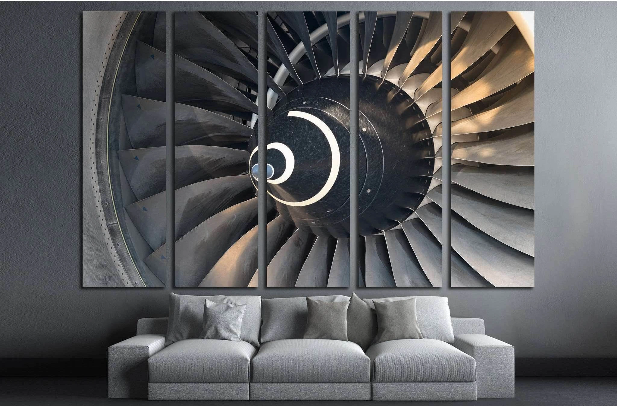 A close-up view of an airplane turbine's internal workings., product view 3