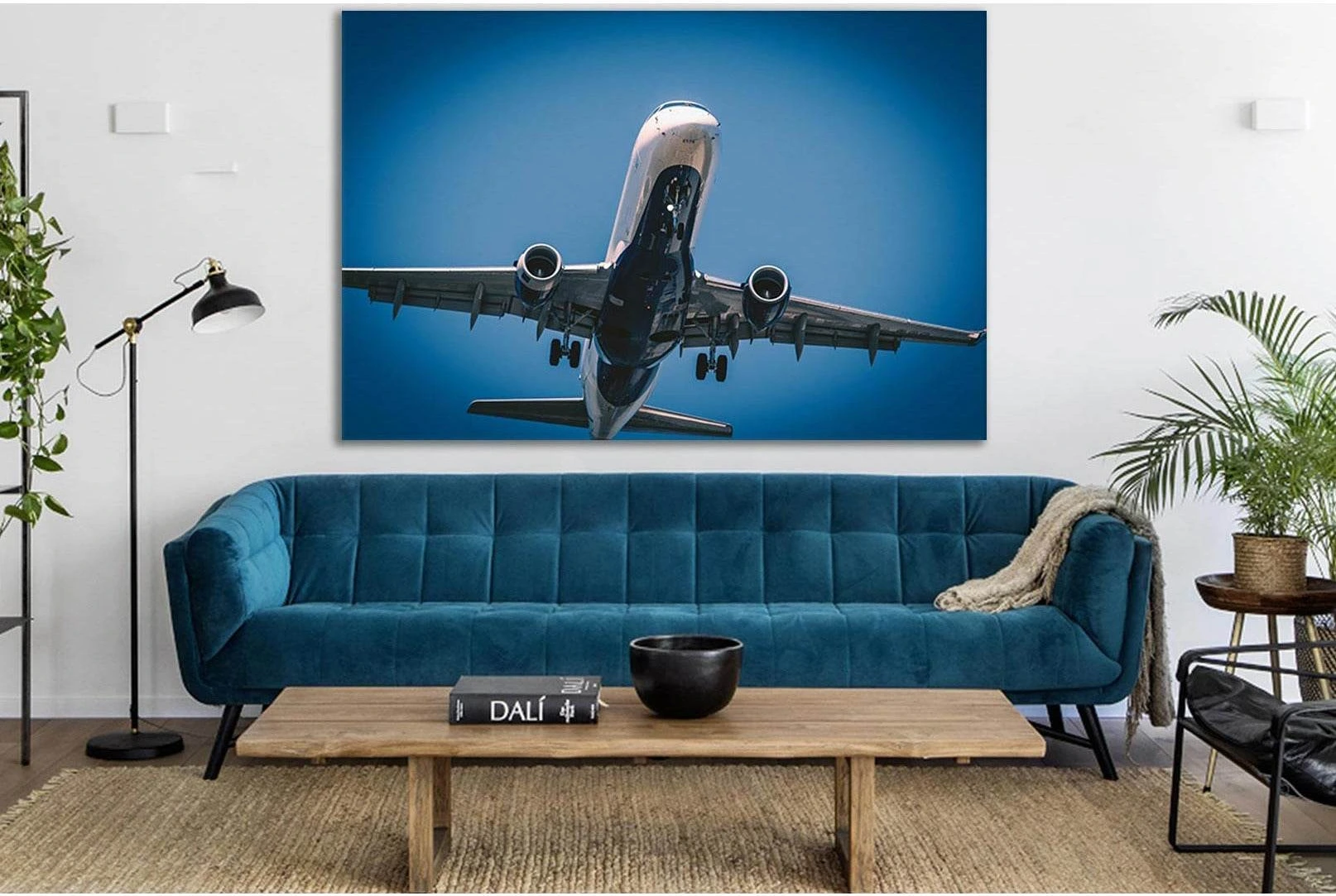 Airplane Under Blue Sky №SL768 Ready to Hang Canvas Print - Zellart Canvas Prints 0new, ALL_Products, Engine, Engines Wall Art