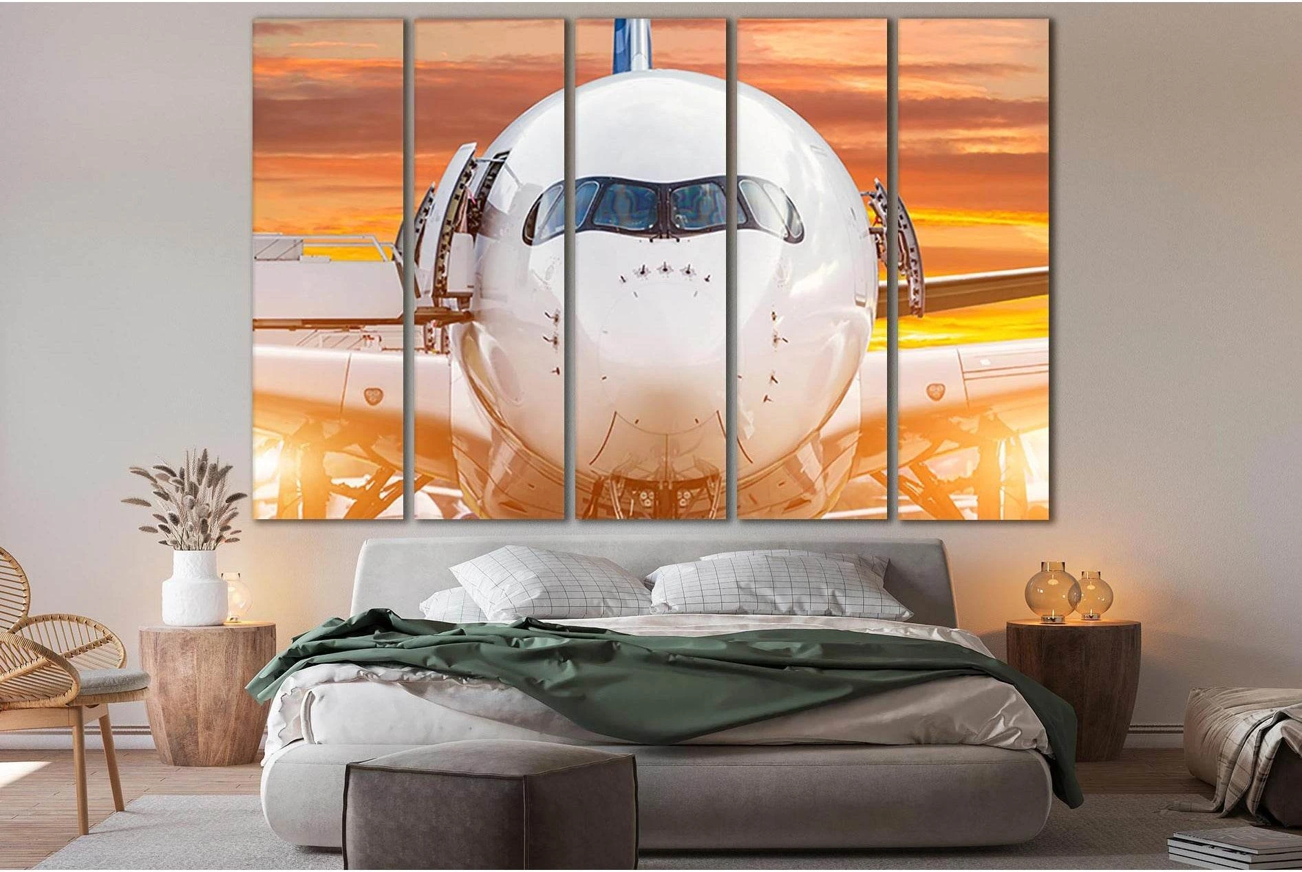 Airplane View From The Front Cockpit №SL758 Ready to Hang Canvas Print - Zellart Canvas Prints 0new, ALL_Products, Engine, Engines Wall Art