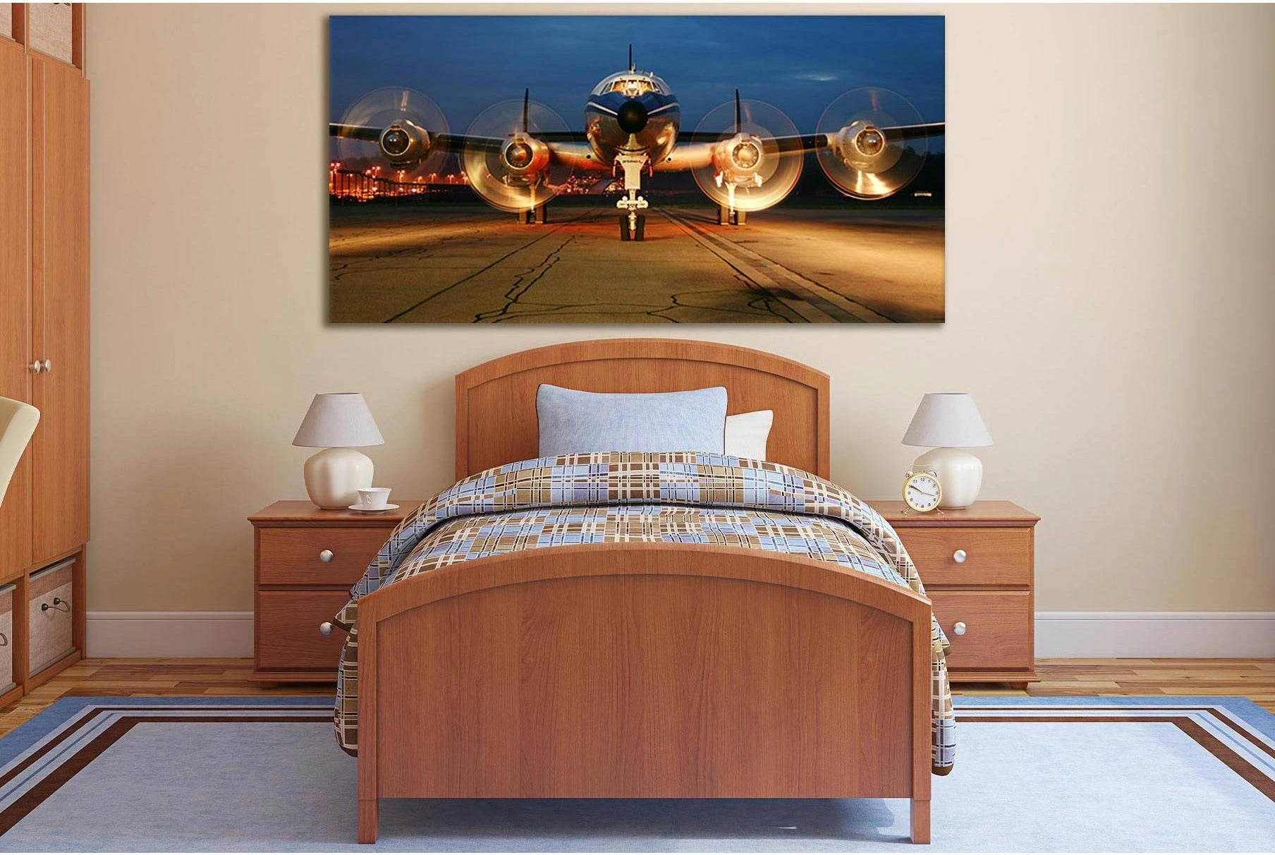 Airplane With Running Engines №SL784 Ready to Hang Canvas Print - Zellart Canvas Prints 0new, ALL_Products, Engine, Engines Wall Art