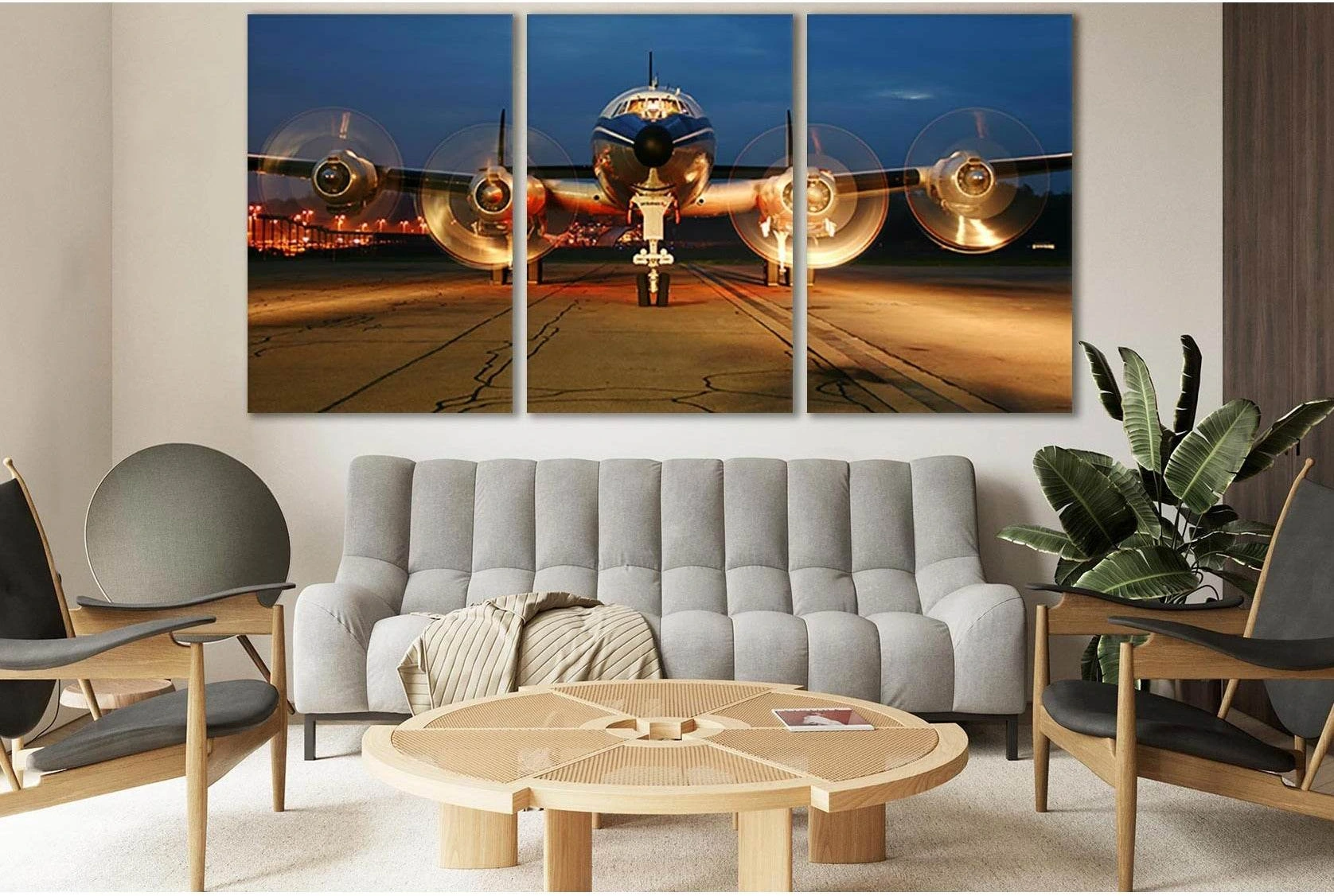 Airplane With Running Engines №SL784 Ready to Hang Canvas Print - Zellart Canvas Prints 0new, ALL_Products, Engine, Engines Wall Art