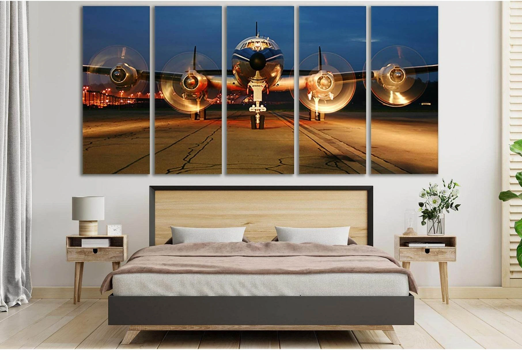 Airplane With Running Engines №SL784 Ready to Hang Canvas Print - Zellart Canvas Prints 0new, ALL_Products, Engine, Engines Wall Art
