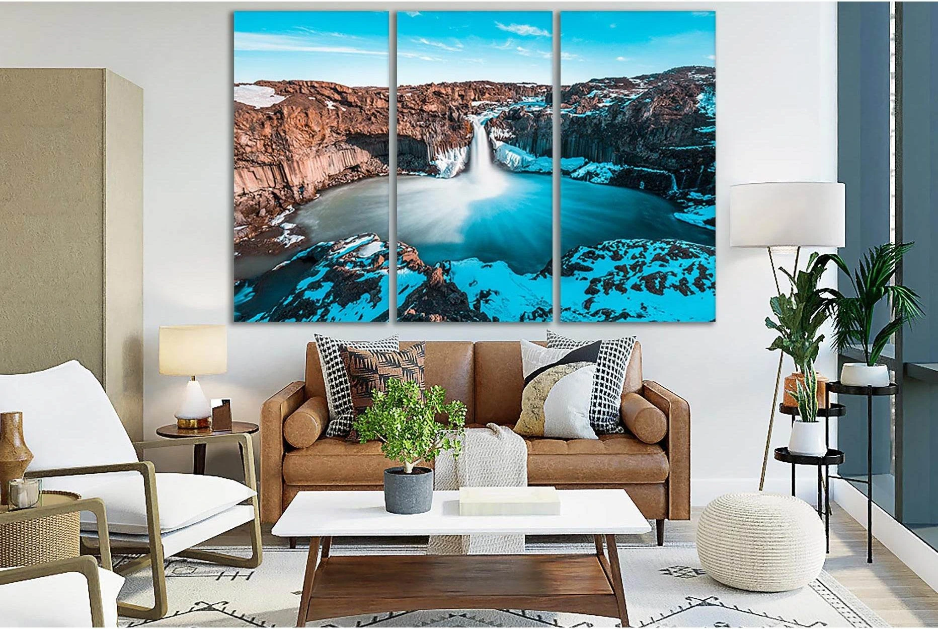 Aldeyjarfoss Beautiful Waterfall In Iceland №SL474 Ready to Hang Canvas Print - Zellart Canvas Prints 0new, ALL_Products, Waterfall, Waterfall Wall Art