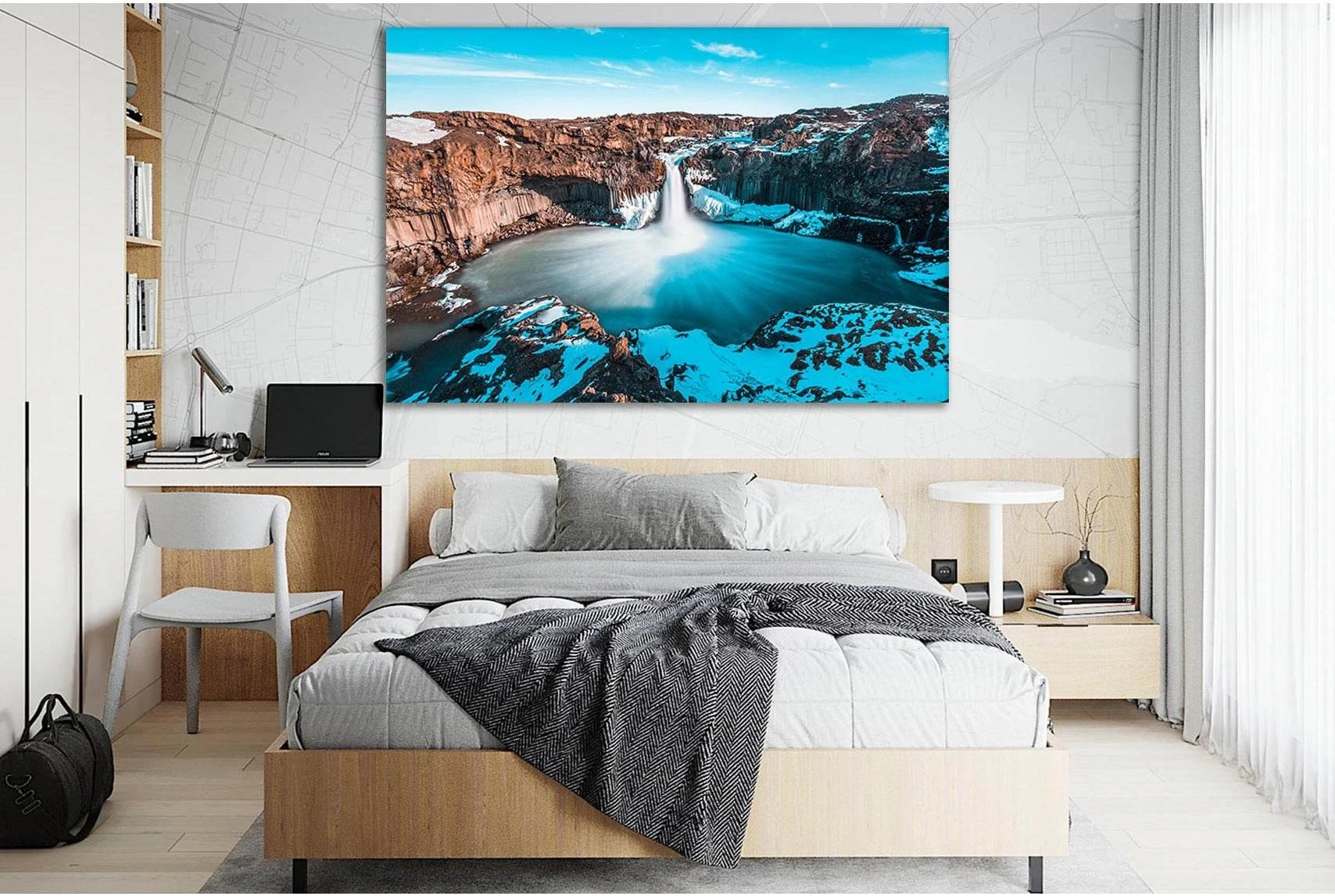Aldeyjarfoss Beautiful Waterfall In Iceland №SL474 Ready to Hang Canvas Print - Zellart Canvas Prints 0new, ALL_Products, Waterfall, Waterfall Wall Art