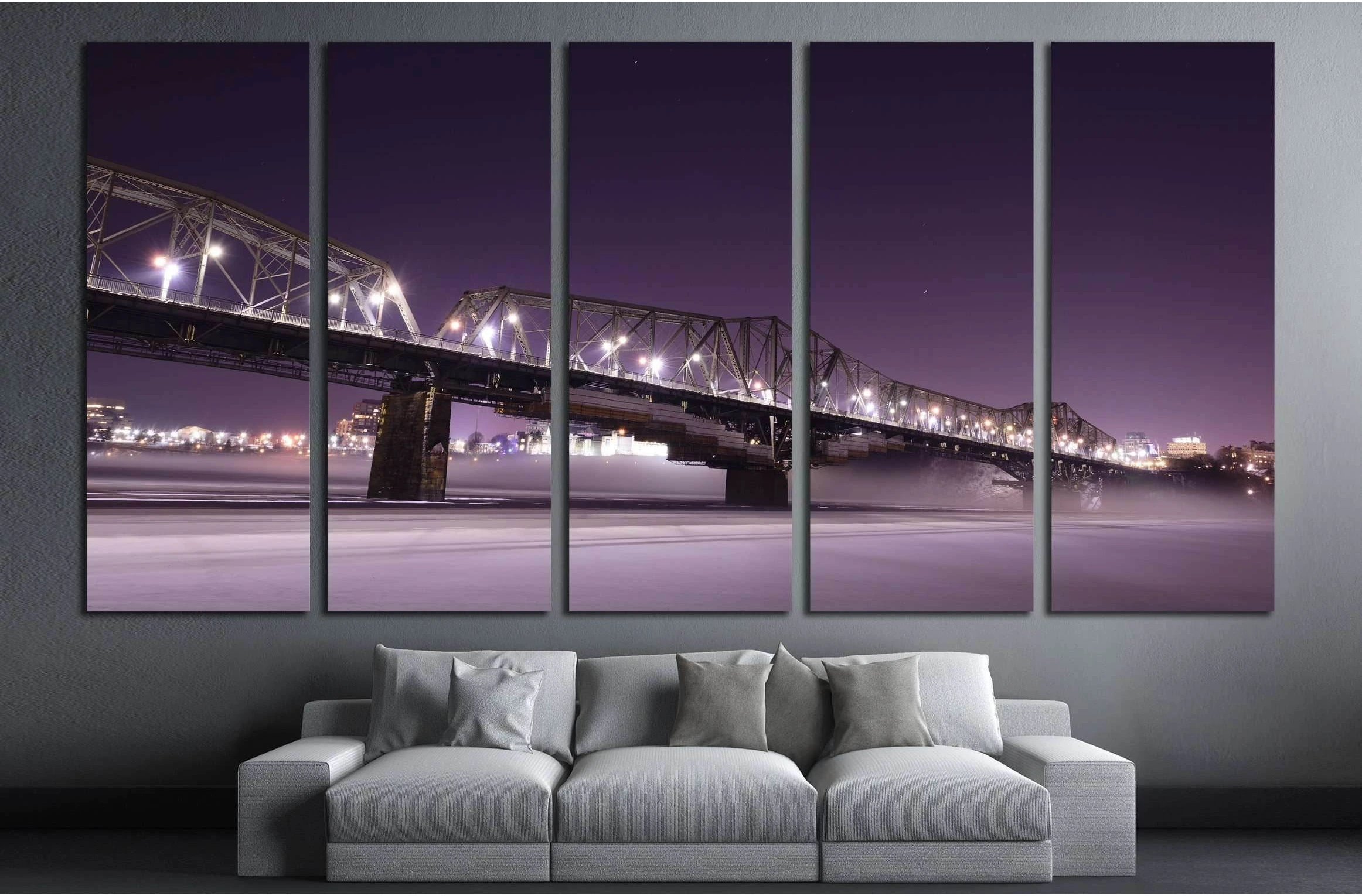 Alexandra bridge connecting Quebec and Ontario, Gatineau and Ottawa №2021 Ready to Hang Canvas Print - Zellart Canvas Prints ALL_Products, s-2021