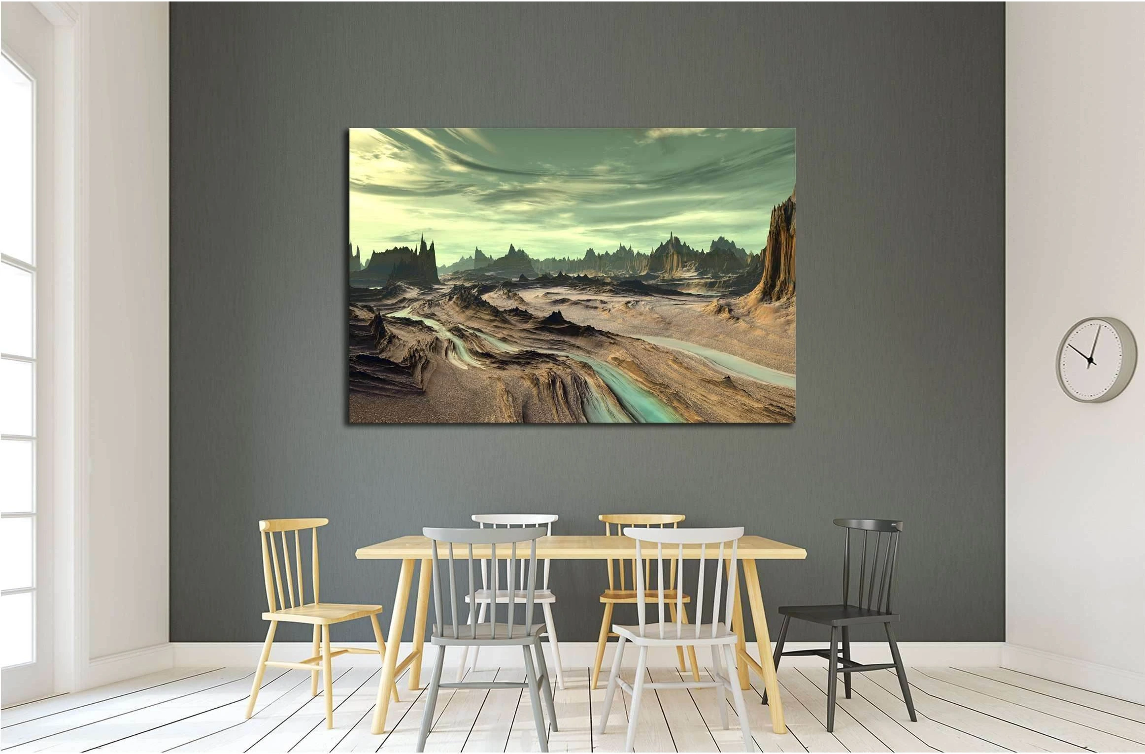 Alien Planet - 3D Rendered Computer Artwork. Rocks and lake №2932 Ready to Hang Canvas Print - Zellart Canvas Prints ALL_Products, s-2932