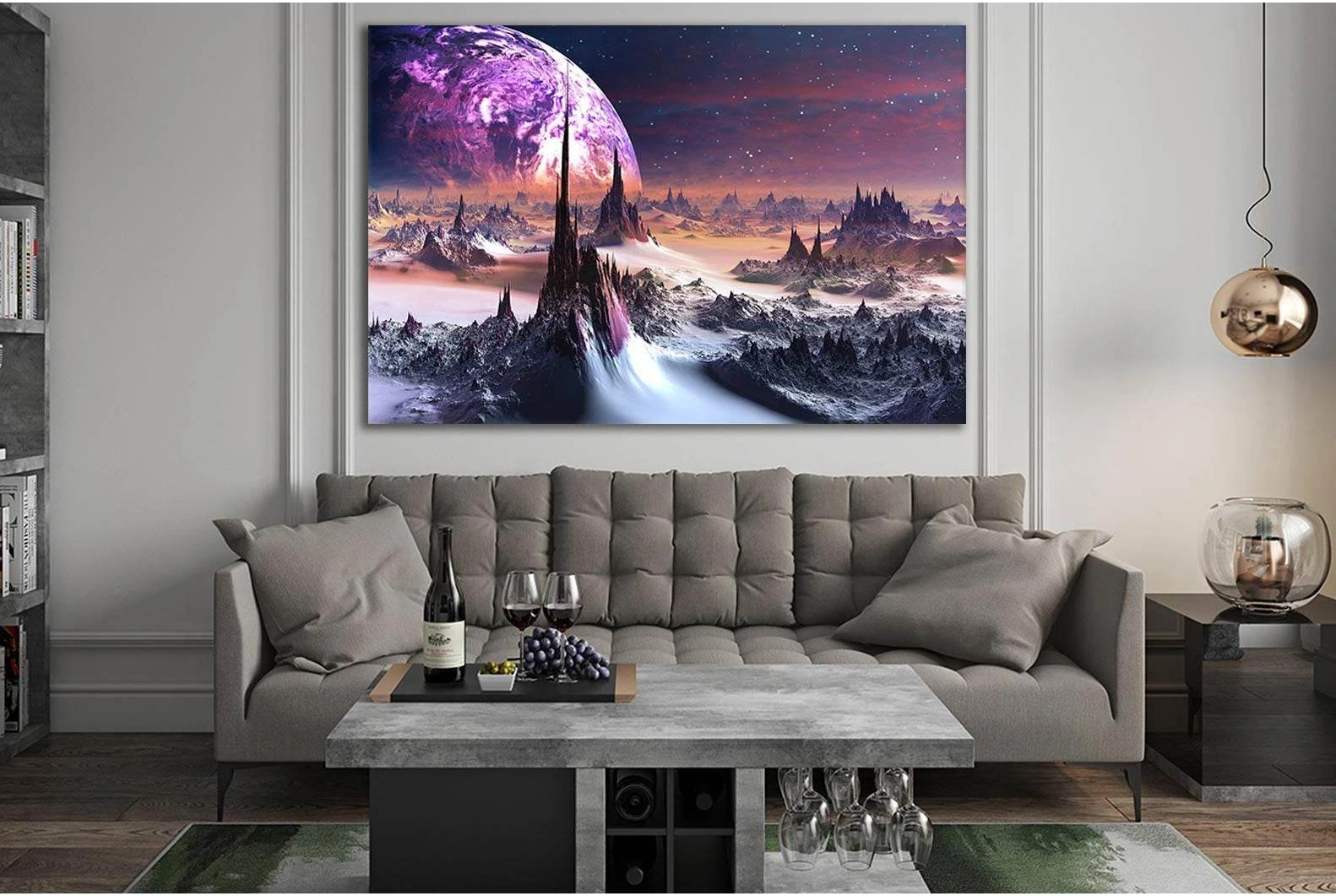 Alien Planet Landscape №SL421 Ready to Hang Canvas Print - Zellart Canvas Prints 0new, ALL_Products, Astronomy & Space Canvas Wall Art