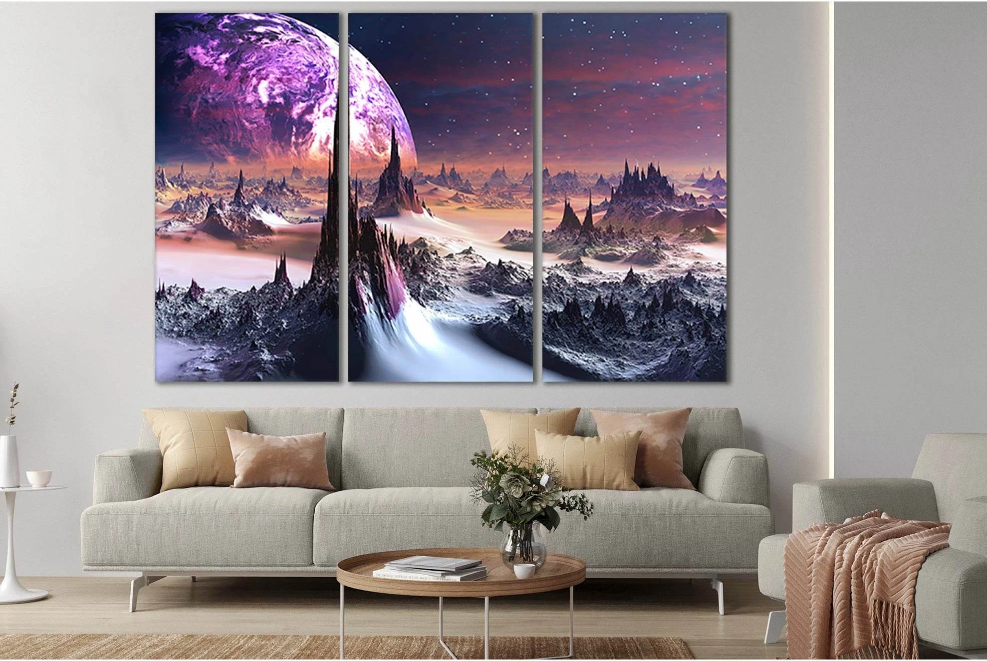 Alien Planet Landscape №SL421 Ready to Hang Canvas Print - Zellart Canvas Prints 0new, ALL_Products, Astronomy & Space Canvas Wall Art