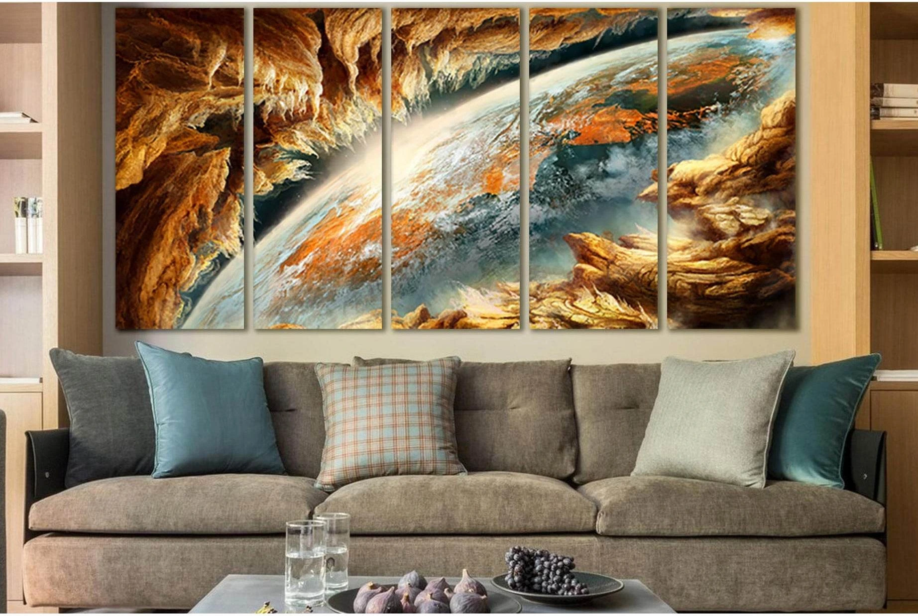 Alien Planet View №SL968 Ready to Hang Canvas Print - Zellart Canvas Prints 0new, ALL_Products, Astronomy & Space Canvas Wall Art