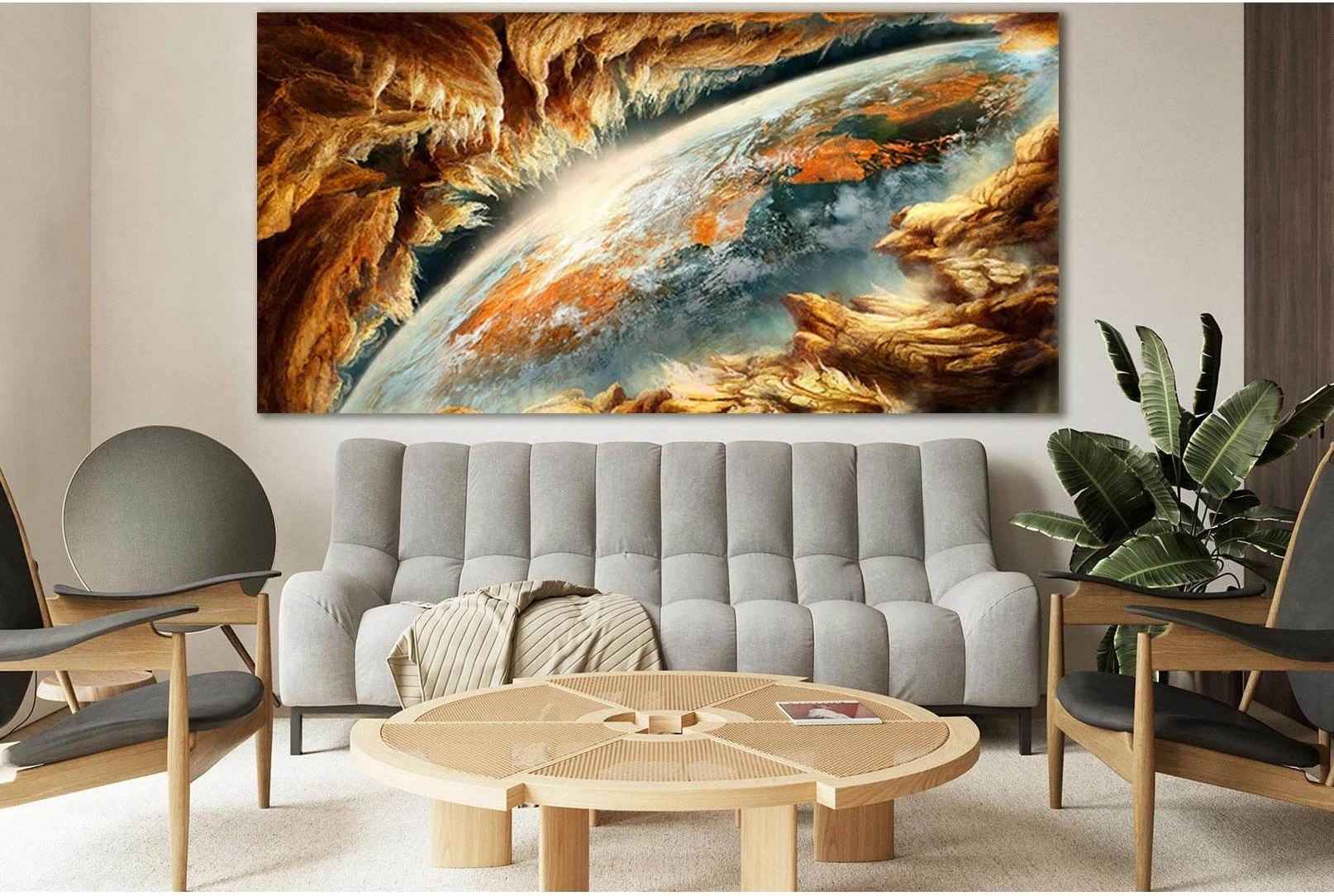 Alien Planet View №SL968 Ready to Hang Canvas Print - Zellart Canvas Prints 0new, ALL_Products, Astronomy & Space Canvas Wall Art
