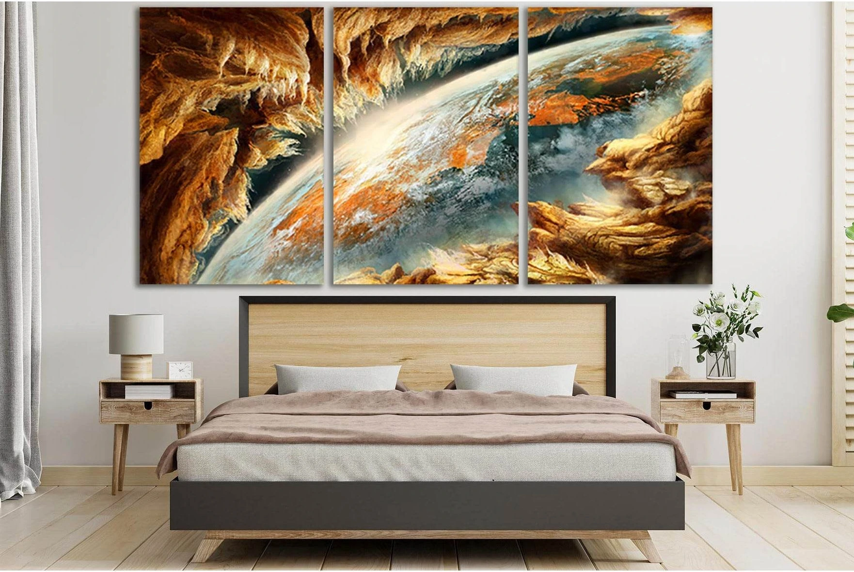Alien Planet View №SL968 Ready to Hang Canvas Print - Zellart Canvas Prints 0new, ALL_Products, Astronomy & Space Canvas Wall Art