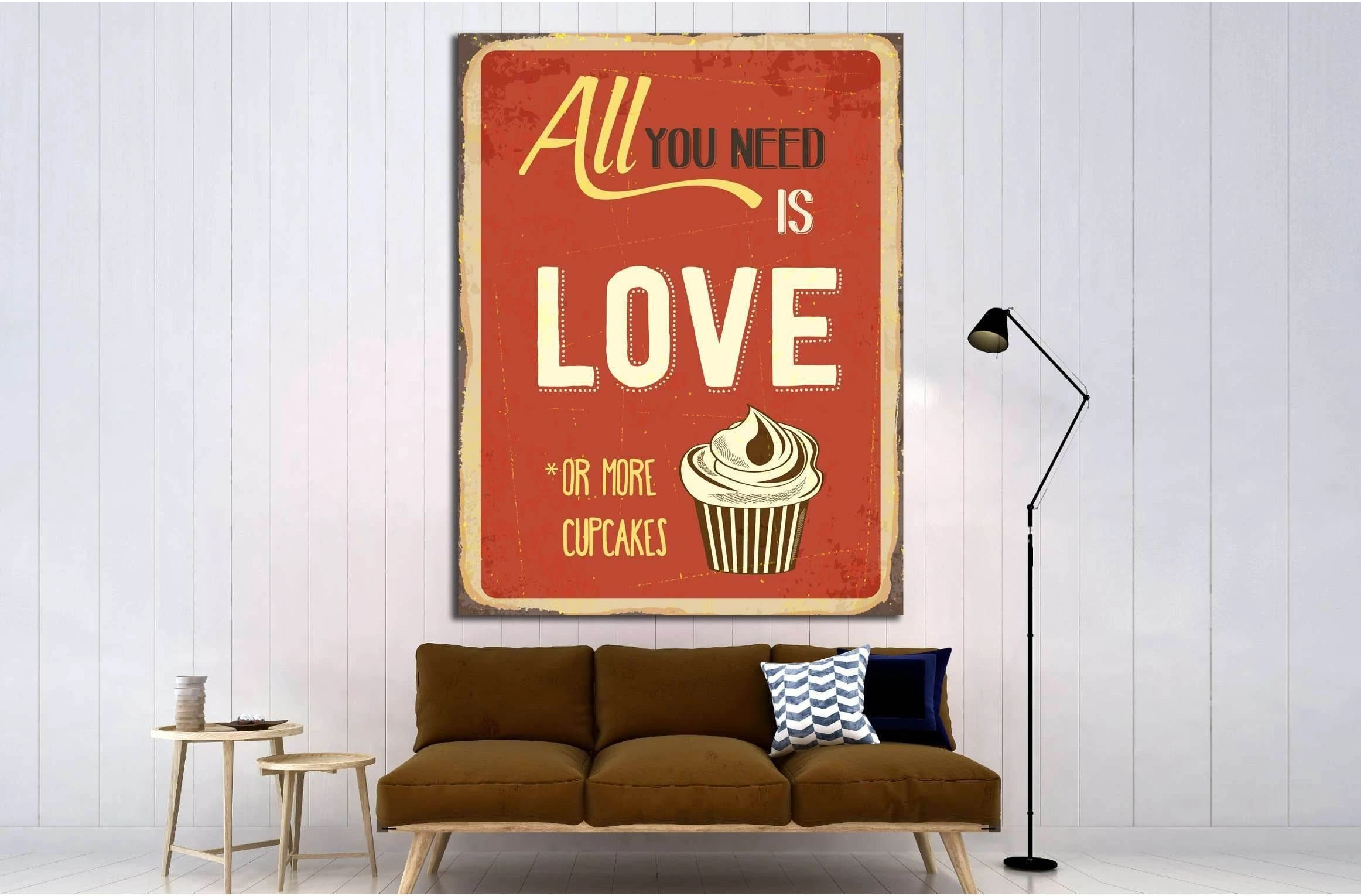 All you need is love or more cupcakes №4555 Ready to Hang Canvas Print - Zellart Canvas Prints ALL_Products, s-4555