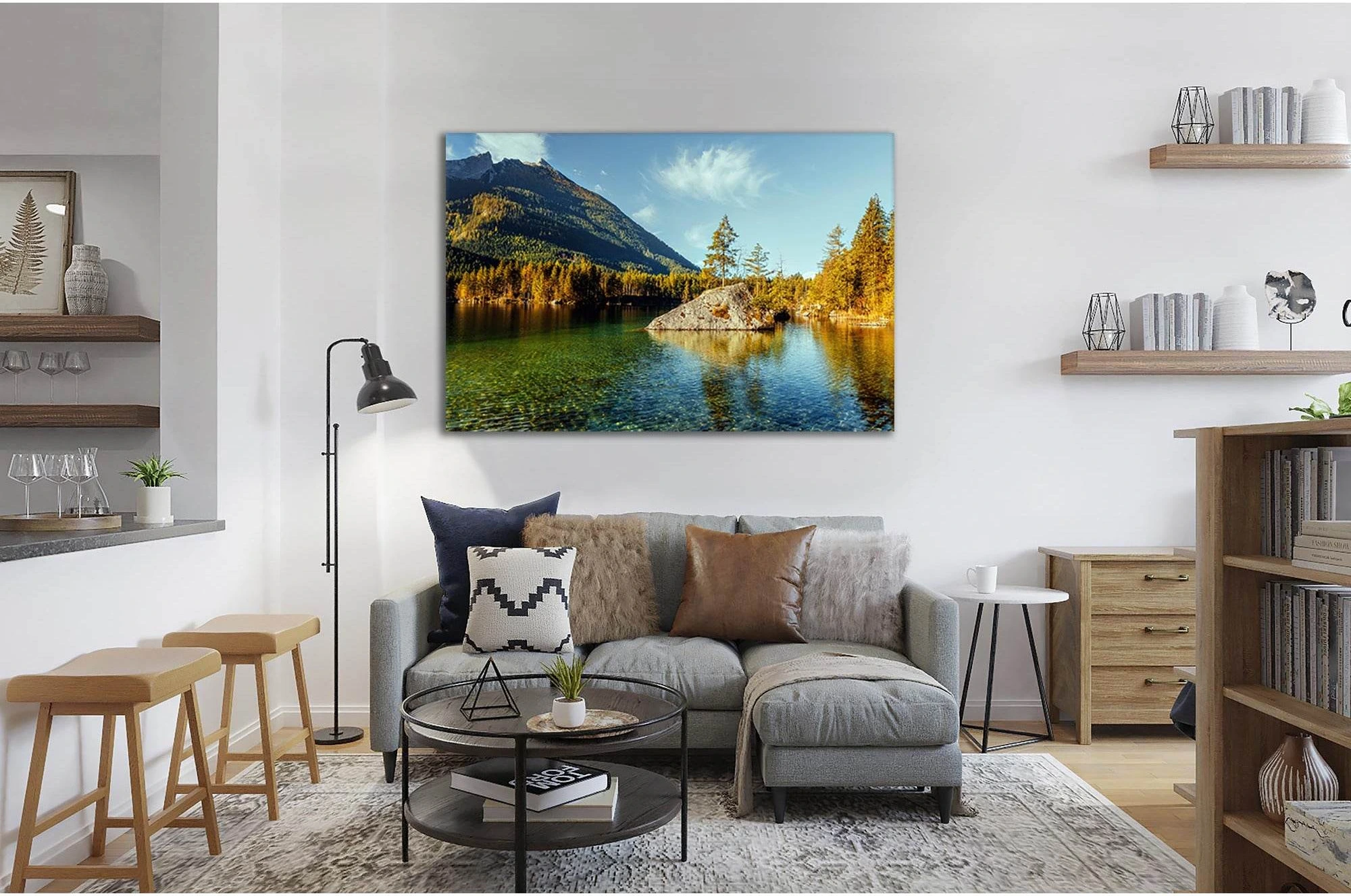 Alpine Highland With Mountains Lake №sl05 Ready to Hang Canvas Print - Zellart Canvas Prints 0new, ALL_Products, Nature & Landscapes Canvas Print