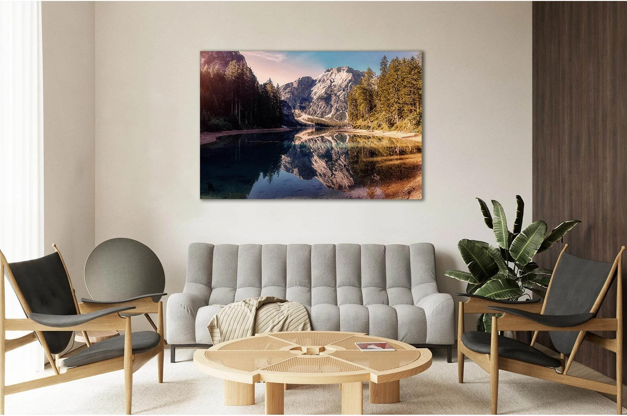 Alps Famous Braies Lake №sl06 Ready to Hang Canvas Print - Zellart Canvas Prints 0new, ALL_Products, Nature & Landscapes Canvas Print
