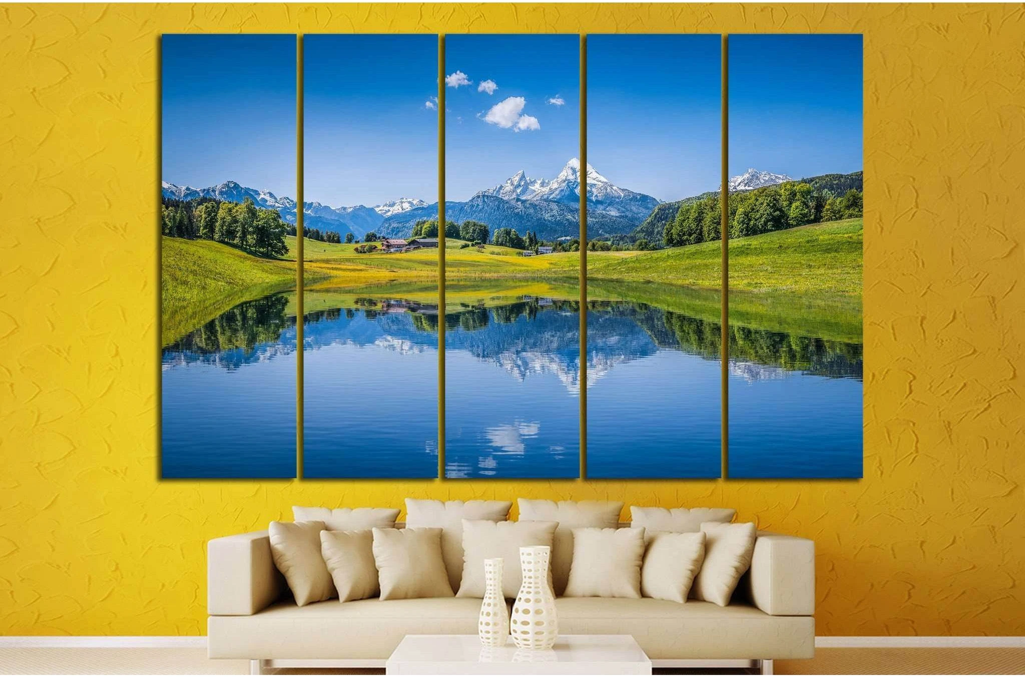 Alps with clear mountain lake №24 Ready to Hang Canvas Print - Zellart Canvas Prints ALL_Products, s-24