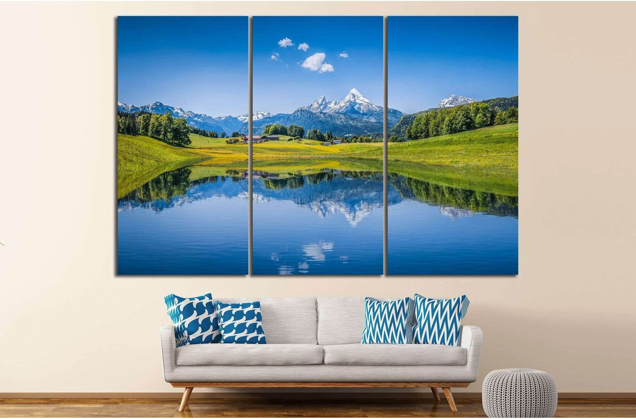 Alps with clear mountain lake №24 Ready to Hang Canvas Print - Zellart Canvas Prints ALL_Products, s-24