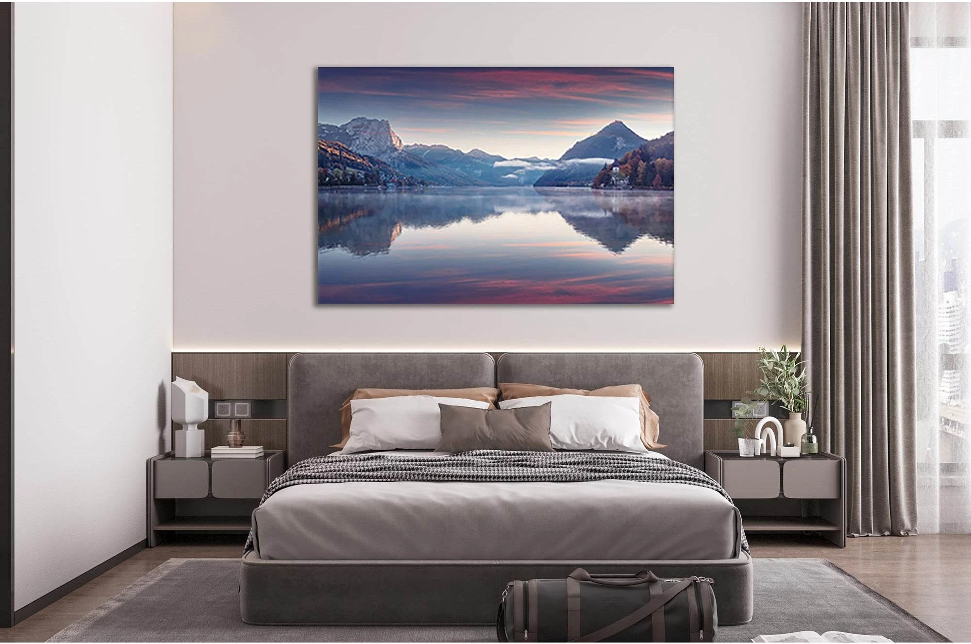 Alps With Grundlsee Lake №Sl16 Ready to Hang Canvas Print - Zellart Canvas Prints 0new, ALL_Products, Nature & Landscapes Canvas Print