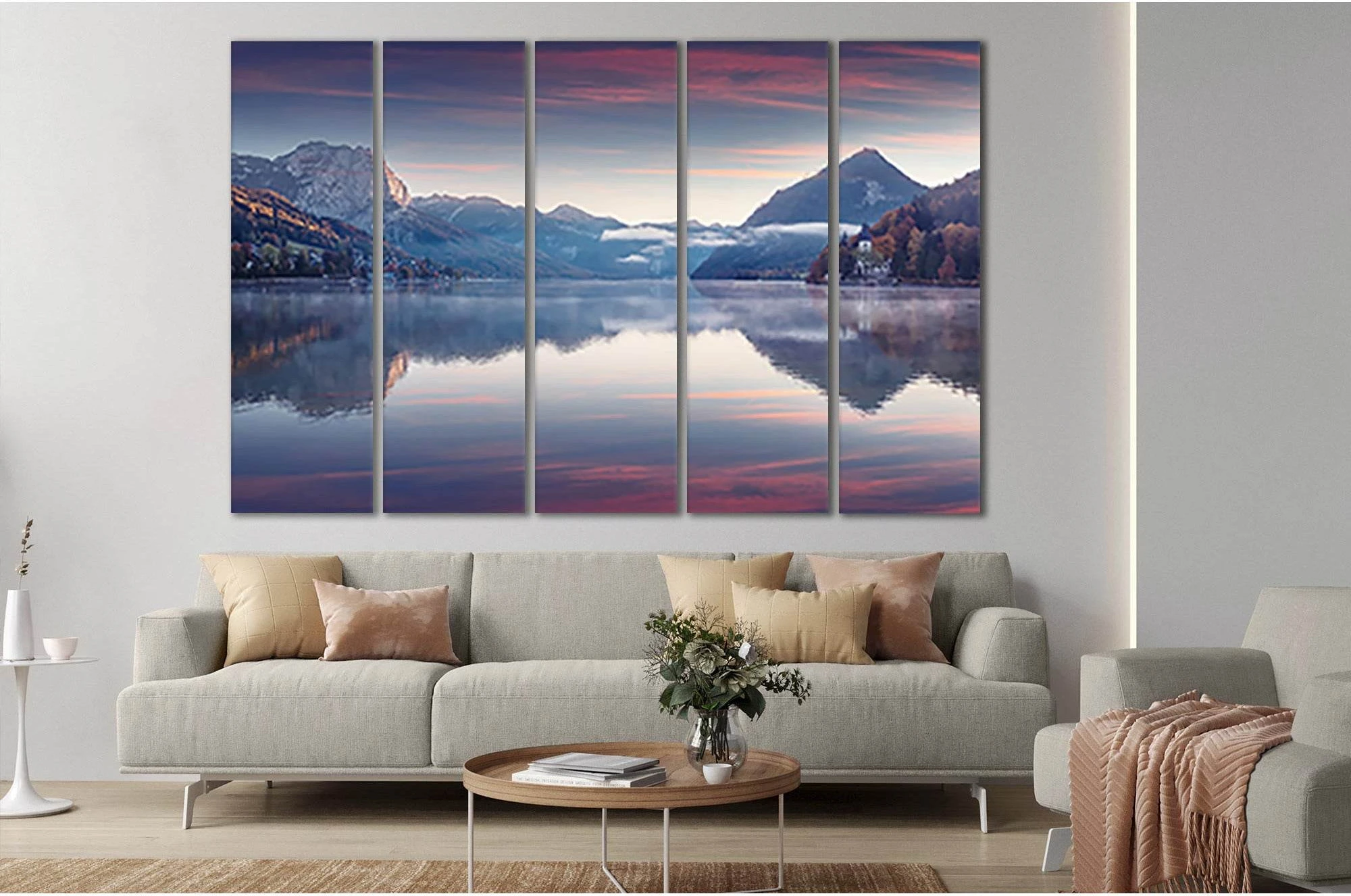 Alps With Grundlsee Lake №Sl16 Ready to Hang Canvas Print - Zellart Canvas Prints 0new, ALL_Products, Nature & Landscapes Canvas Print
