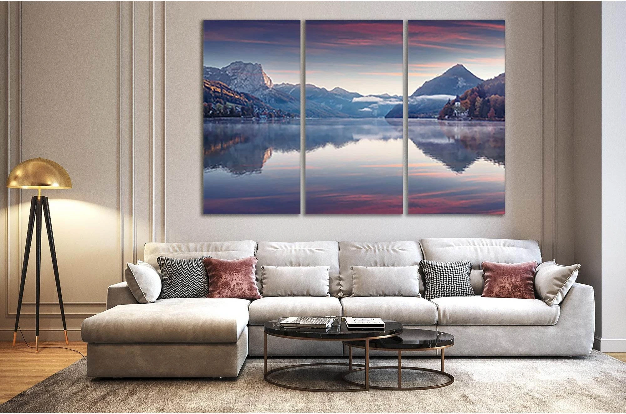 Alps With Grundlsee Lake №Sl16 Ready to Hang Canvas Print - Zellart Canvas Prints 0new, ALL_Products, Nature & Landscapes Canvas Print