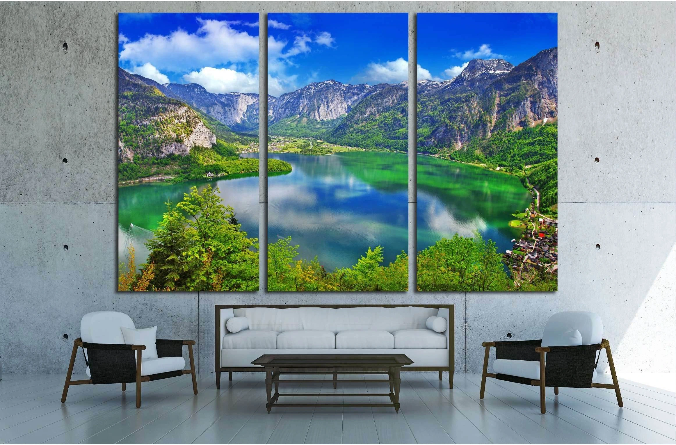 amazing Alpine lakes, Hallstatt, Austria №2696 Ready to Hang Canvas Print - Zellart Canvas Prints ALL_Products, s-2696