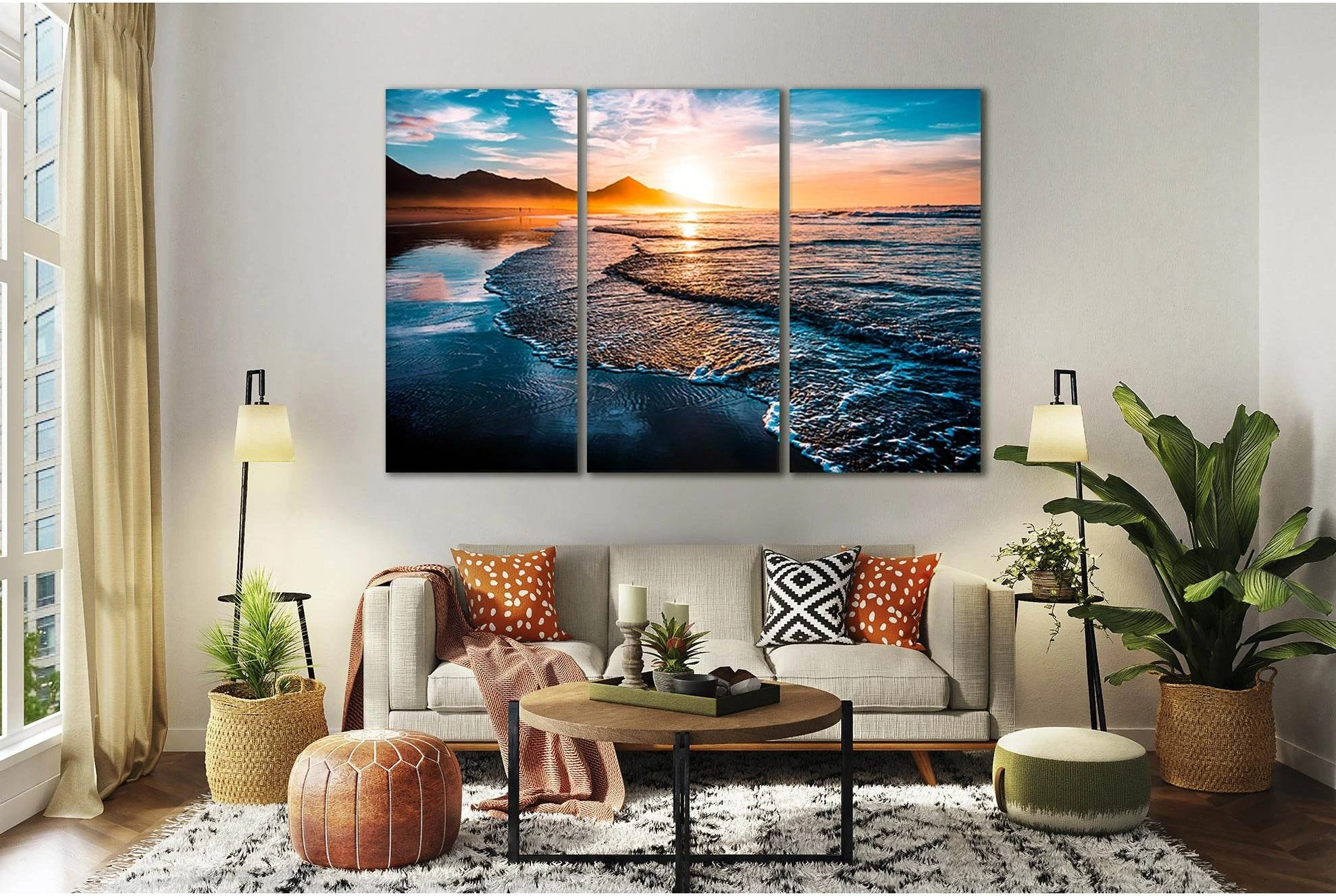 Amazing Beach Sunset №SL48 Ready to Hang Canvas Print - Zellart Canvas Prints 0new, ALL_Products, Beach Ocean & Waves