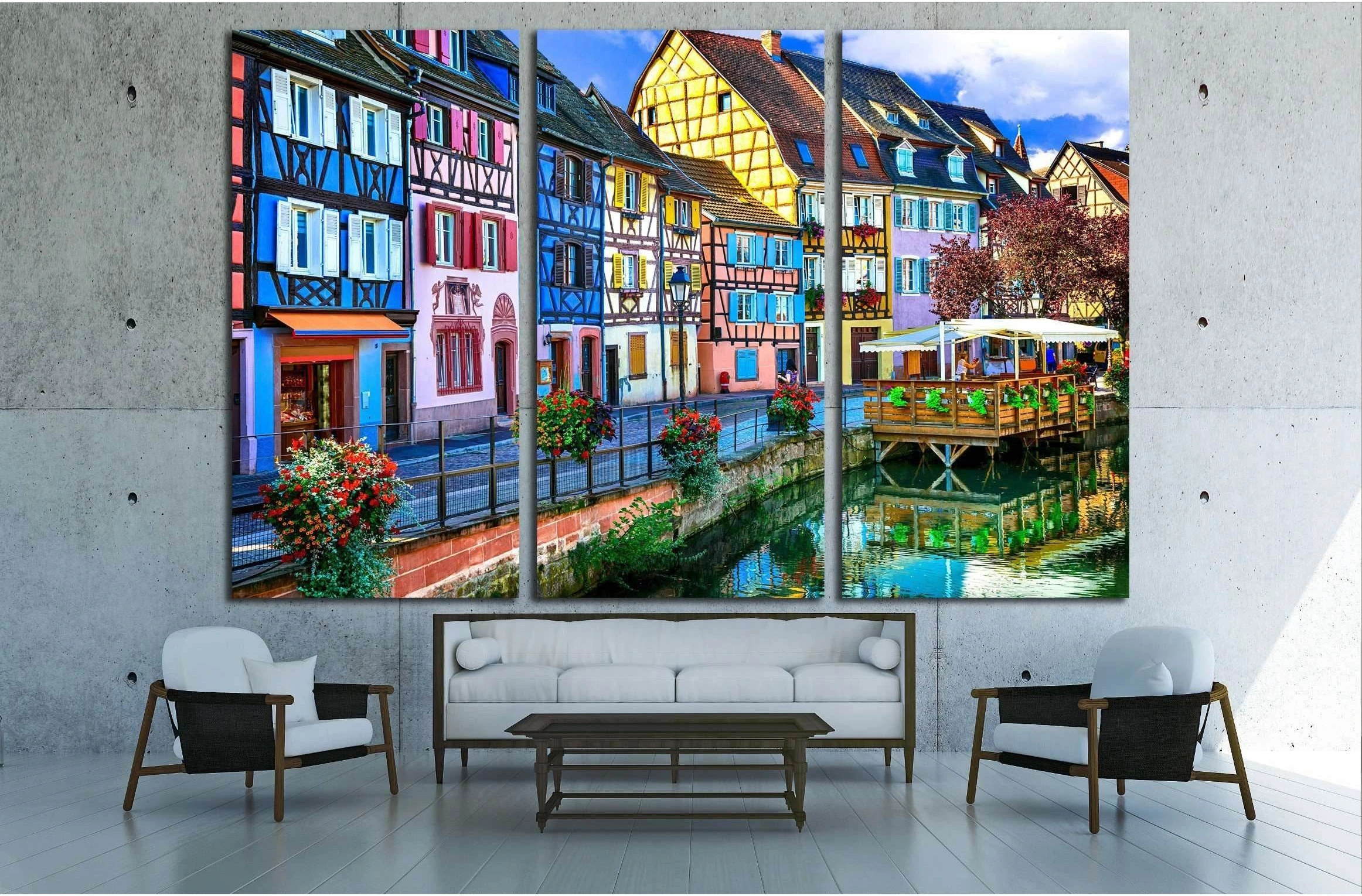 amazing beautiful places of France - colorful Colmar town in Alsace region №2400 Ready to Hang Canvas Print - Zellart Canvas Prints ALL_Products, s-2400