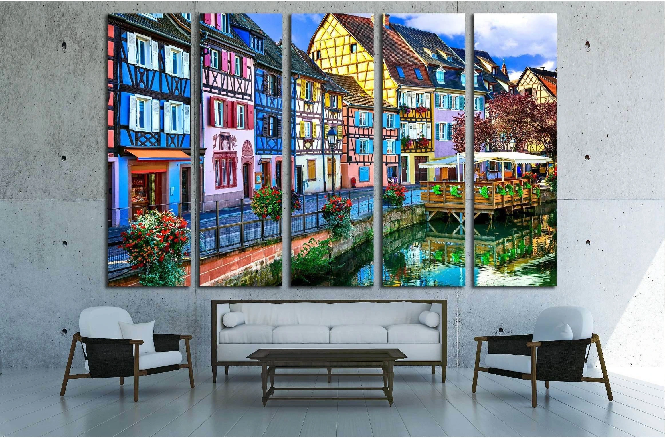 amazing beautiful places of France - colorful Colmar town in Alsace region №2400 Ready to Hang Canvas Print - Zellart Canvas Prints ALL_Products, s-2400
