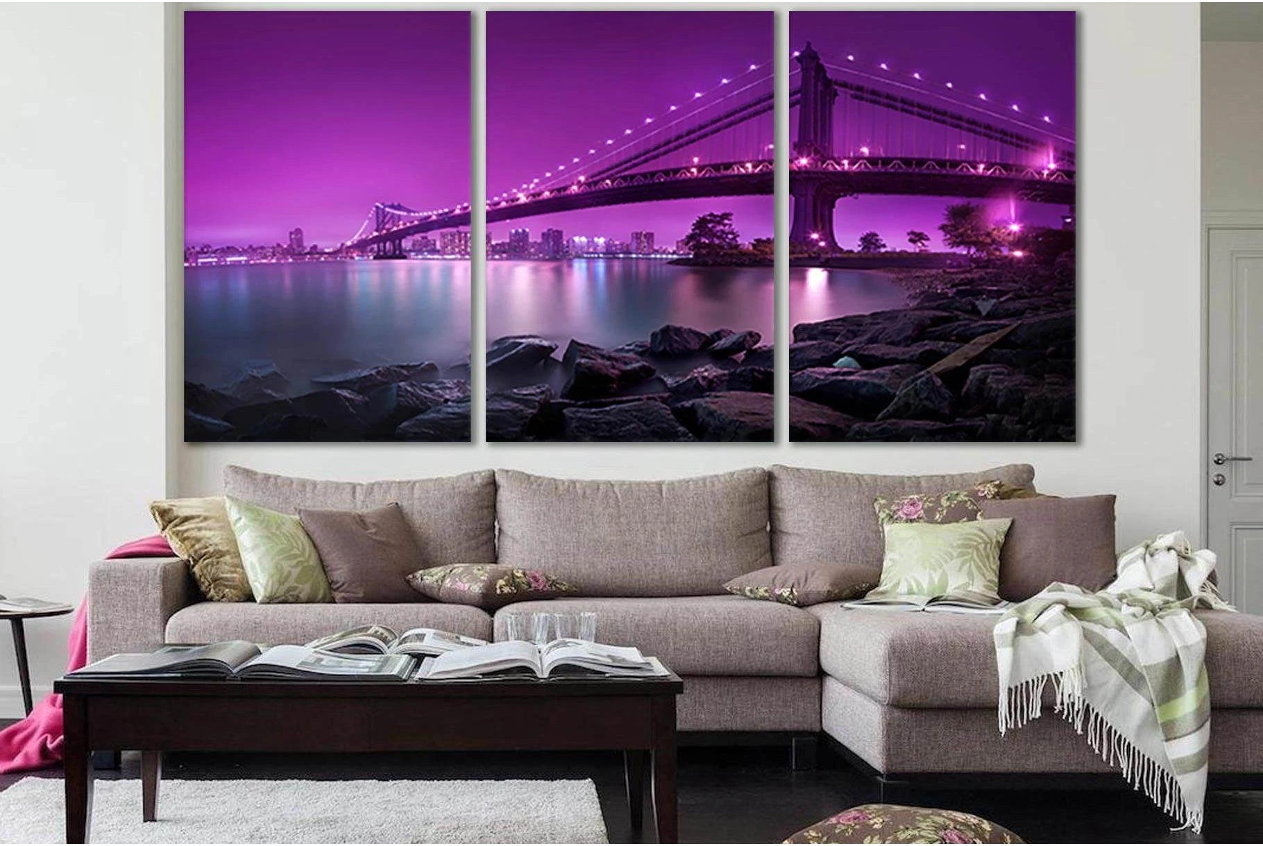 Amazing Manhattan Bridge №SL1086 Ready to Hang Canvas Print - Zellart Canvas Prints 0_NY_ART, 0new, ALL_Products, Bridges Wall Art