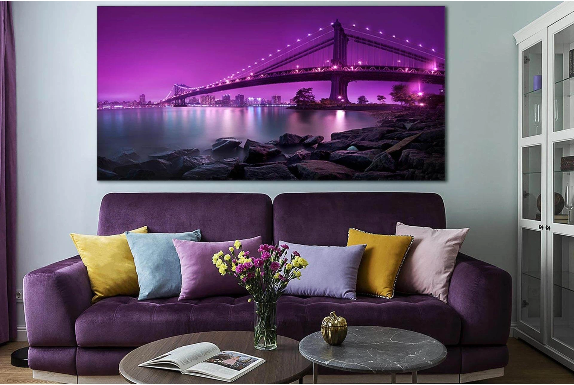 Amazing Manhattan Bridge №SL1086 Ready to Hang Canvas Print - Zellart Canvas Prints 0_NY_ART, 0new, ALL_Products, Bridges Wall Art