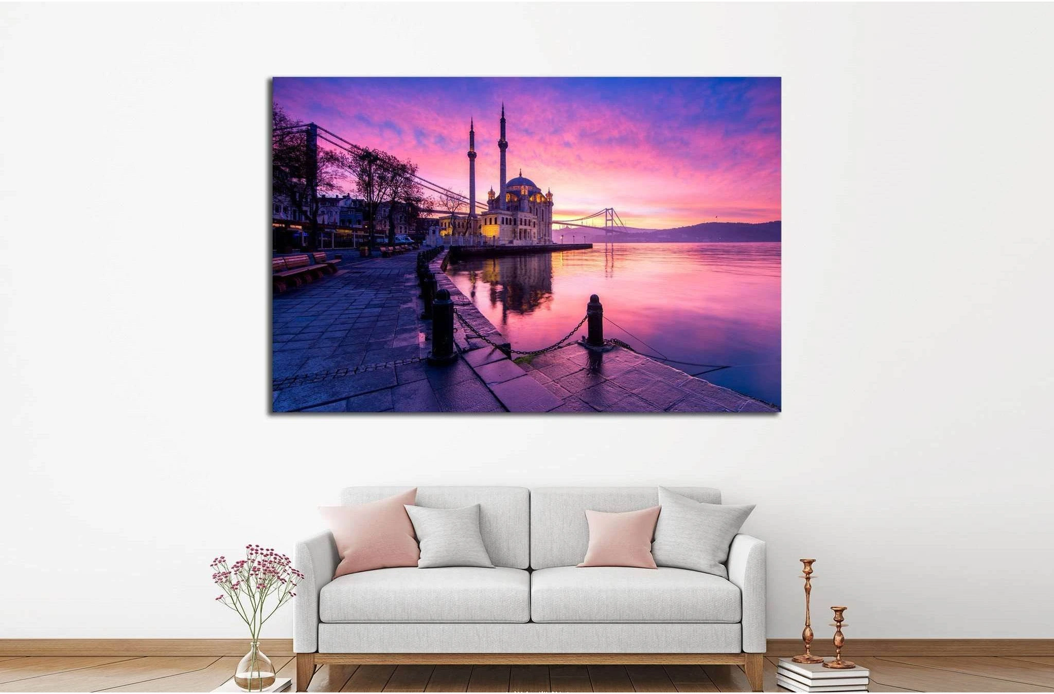 amazing sunrise at ortakoy mosque, istanbul №1302 Ready to Hang Canvas Print - Zellart Canvas Prints ALL_Products, s-1302