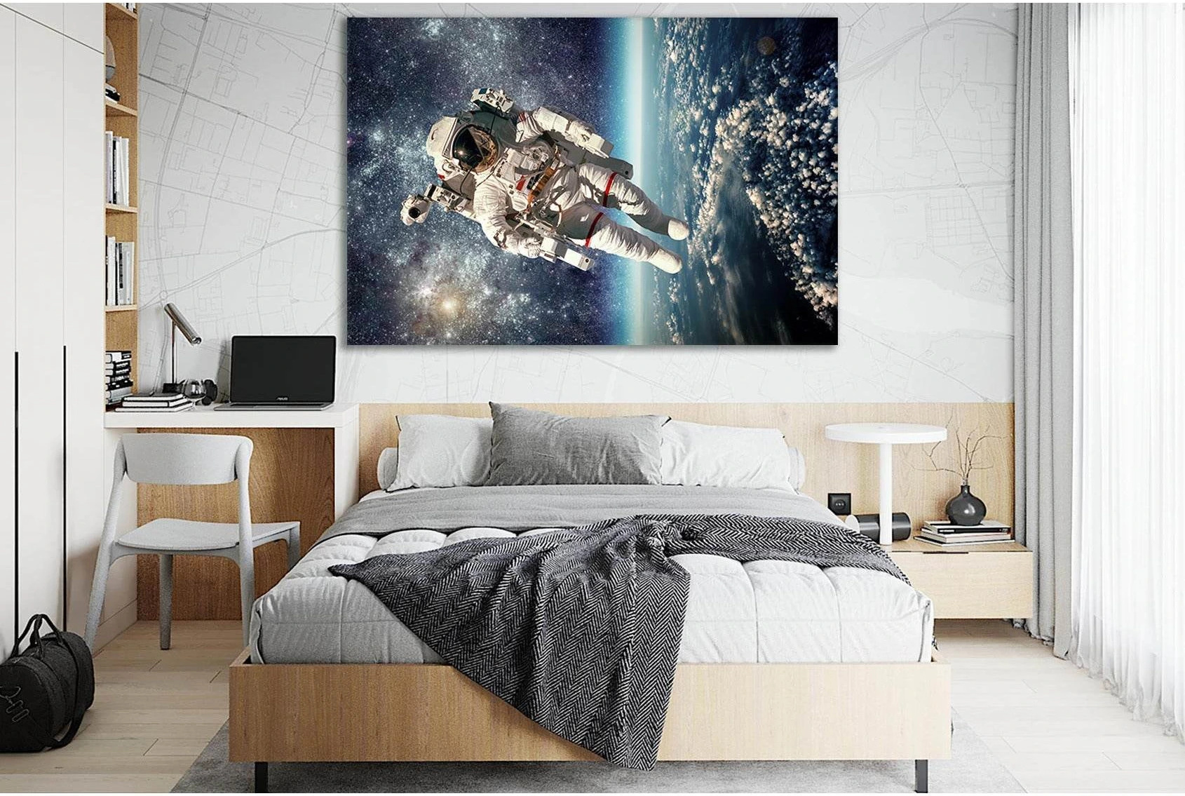 American Astronaut №SL399 Ready to Hang Canvas Print - Zellart Canvas Prints 0new, ALL_Products, Astronomy & Space Canvas Wall Art