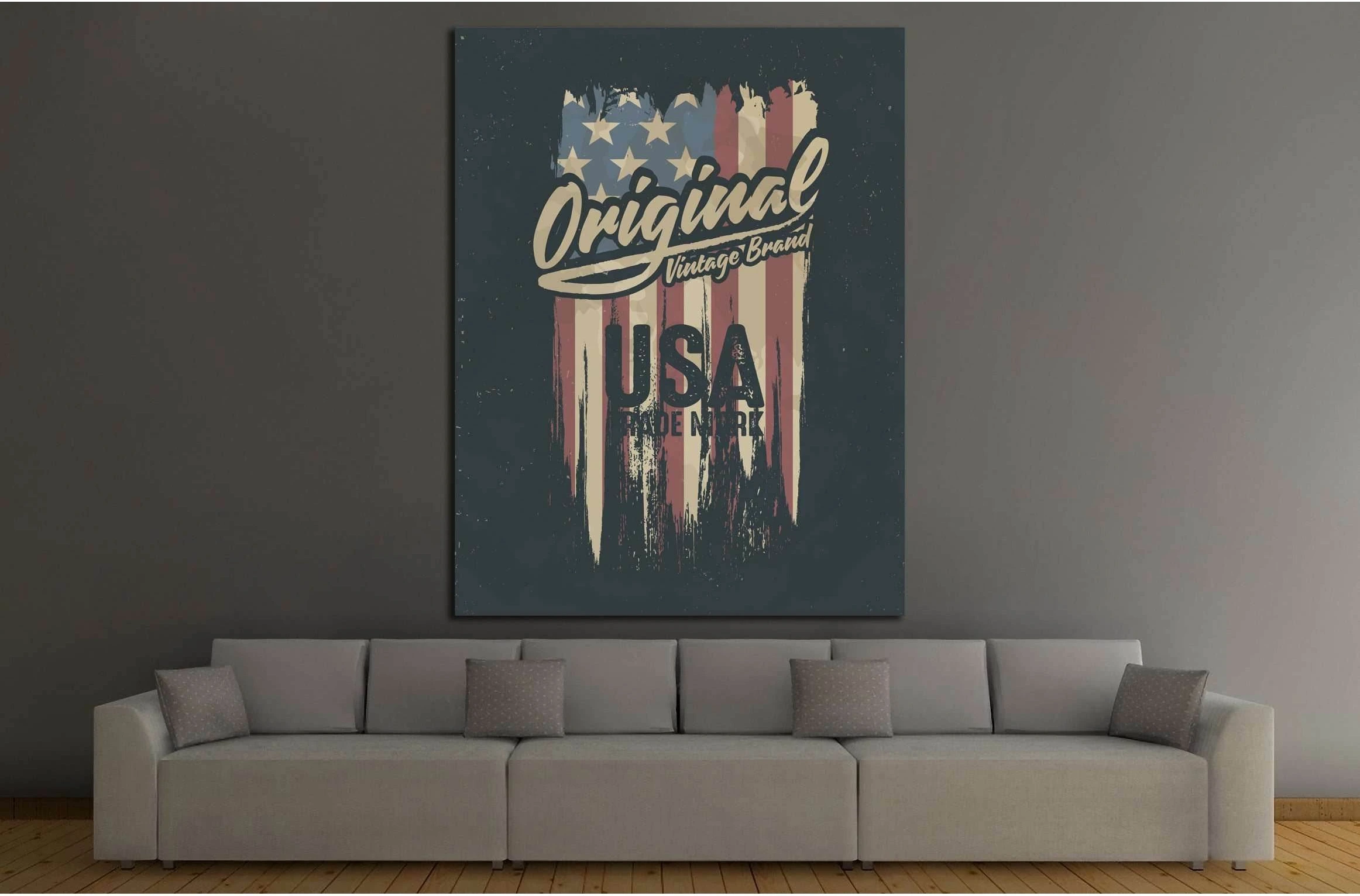american broken flag vintage flag design original tee print design №4577 Ready to Hang Canvas Print - Zellart Canvas Prints ALL_Products, s-4577