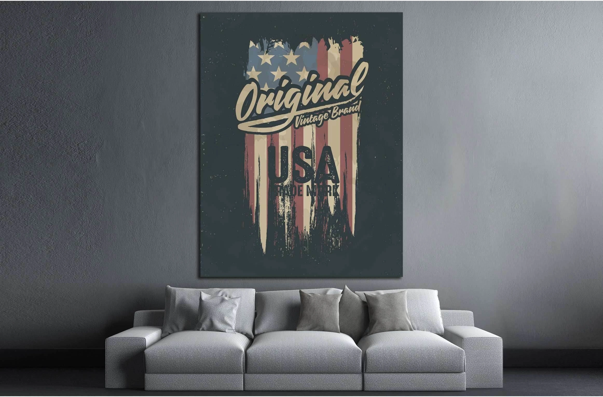 american broken flag vintage flag design original tee print design №4577 Ready to Hang Canvas Print - Zellart Canvas Prints ALL_Products, s-4577