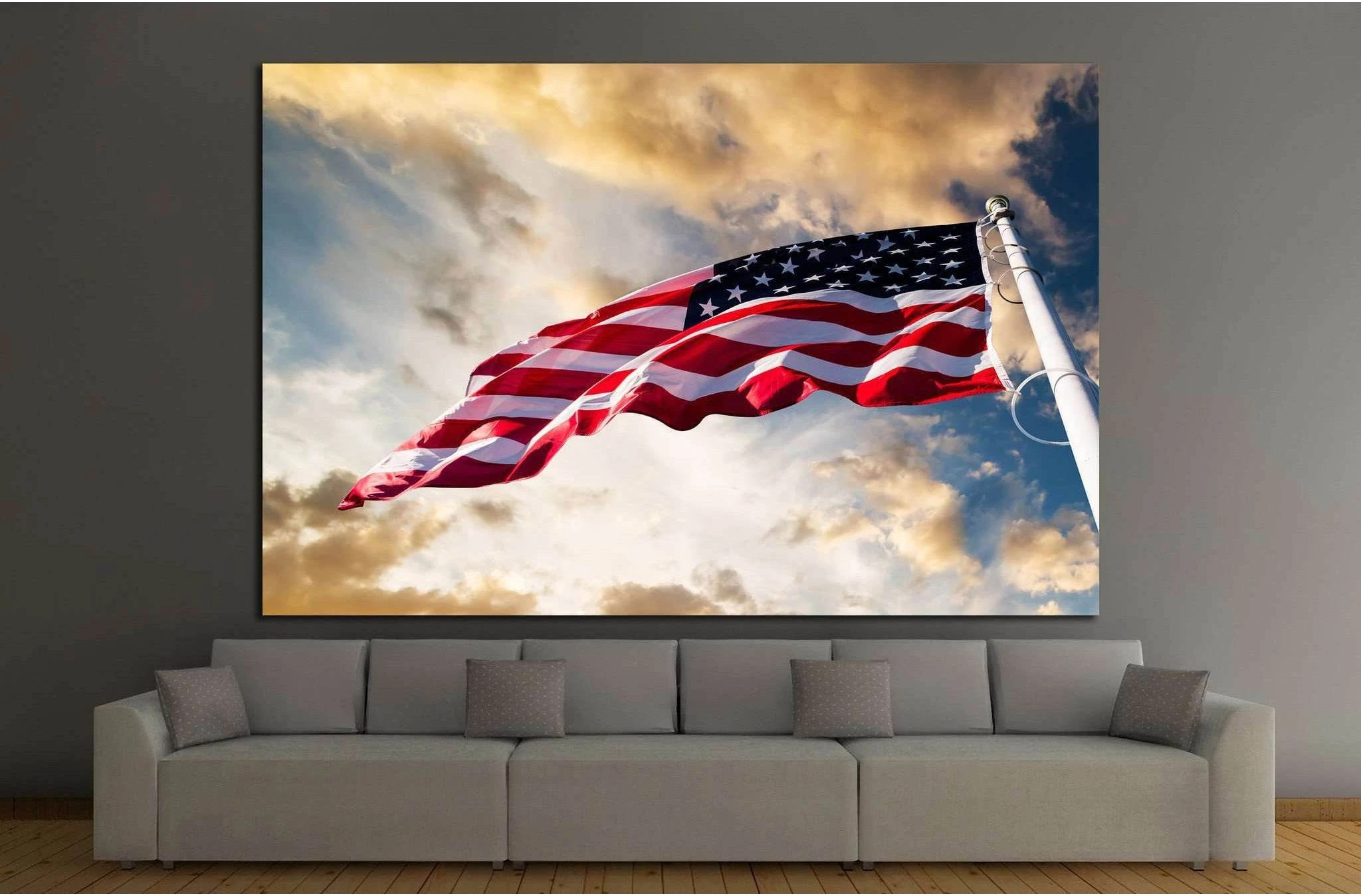 american flag in the sky №1293 Ready to Hang Canvas Print - Zellart Canvas Prints ALL_Products, s-1293
