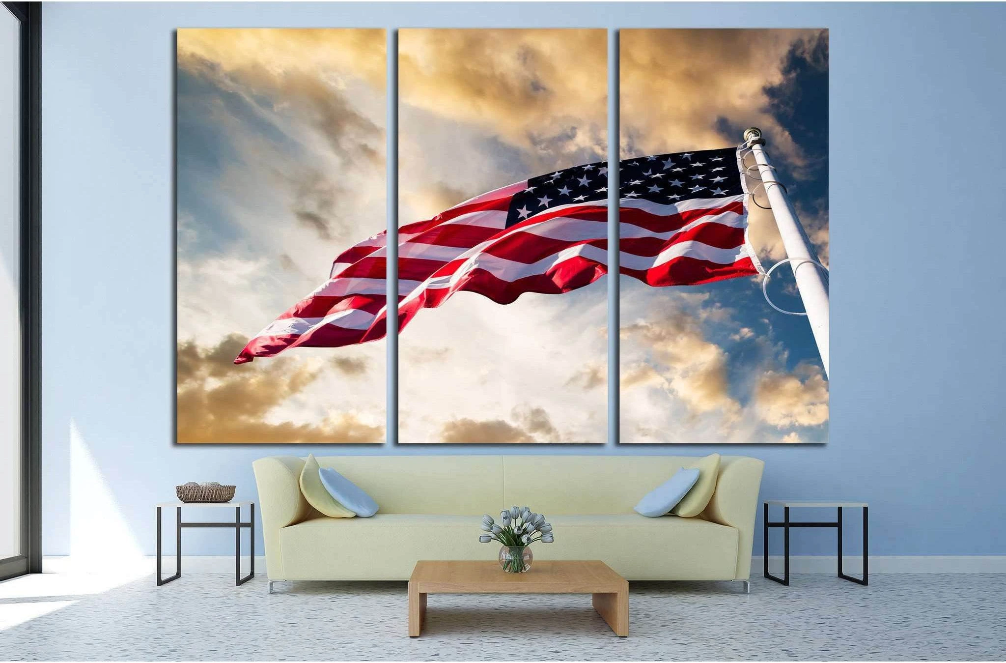 american flag in the sky №1293 Ready to Hang Canvas Print - Zellart Canvas Prints ALL_Products, s-1293