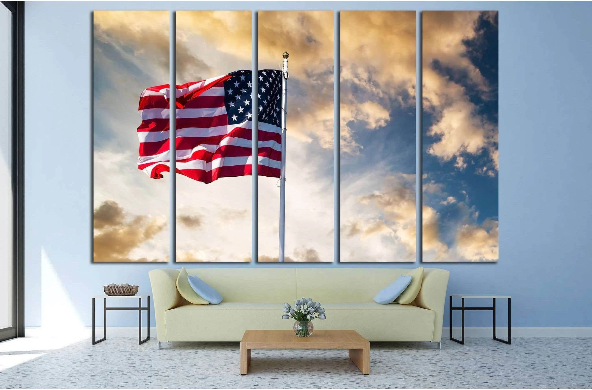 American flag waving №1295 Ready to Hang Canvas Print - Zellart Canvas Prints ALL_Products, s-1295