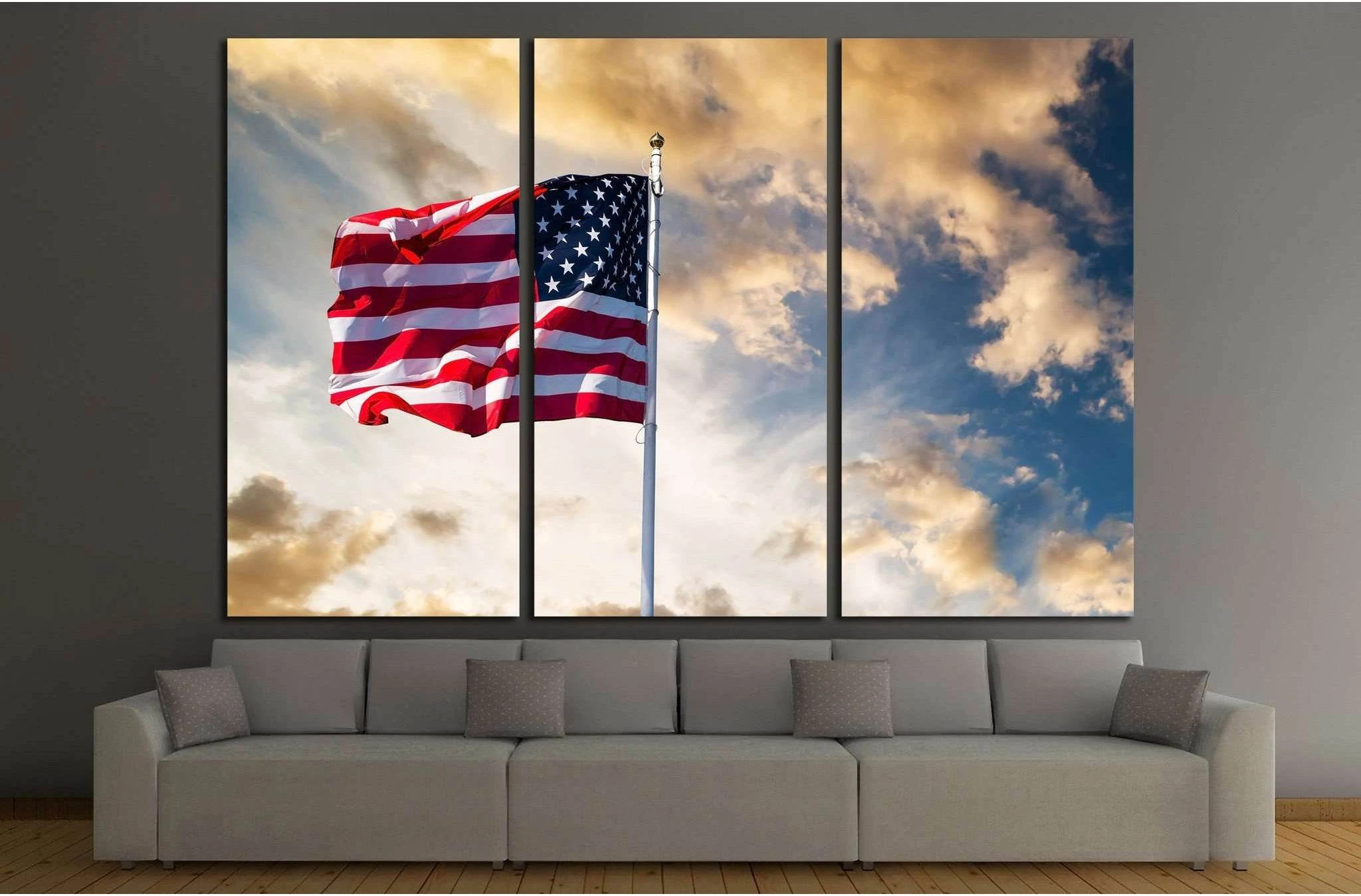 American flag waving №1295 Ready to Hang Canvas Print - Zellart Canvas Prints ALL_Products, s-1295