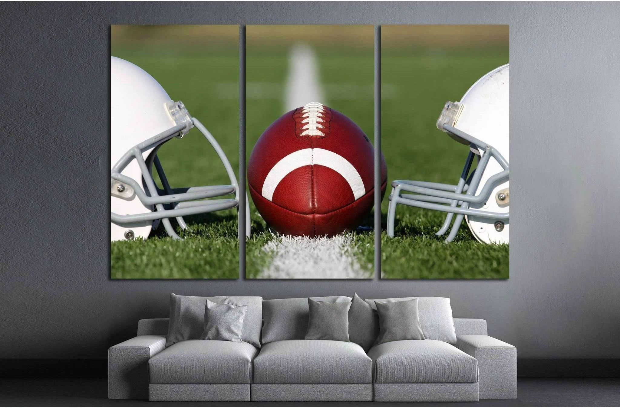 American Football and Helmets on the Field №2117 Ready to Hang Canvas Print - Zellart Canvas Prints ALL_Products, s-2117