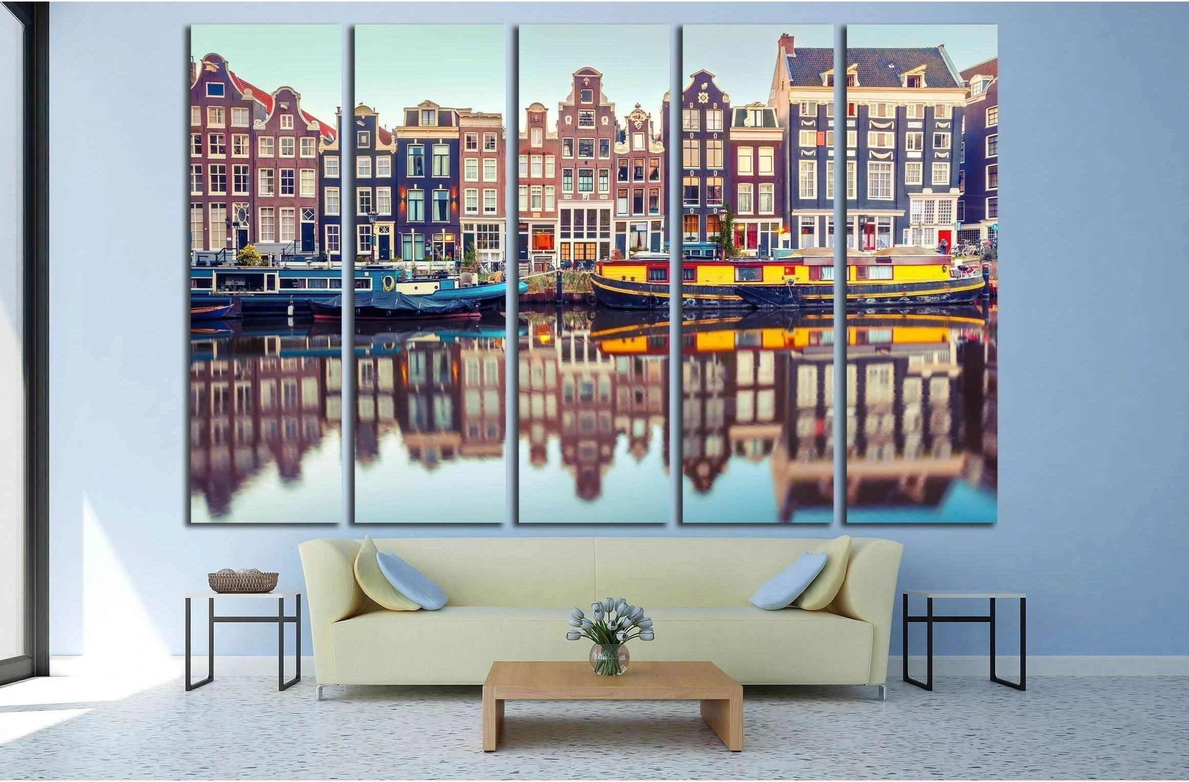 Amsterdam canal Singel.Holland, Netherlands №2409 Ready to Hang Canvas Print - Zellart Canvas Prints ALL_Products, s-2409