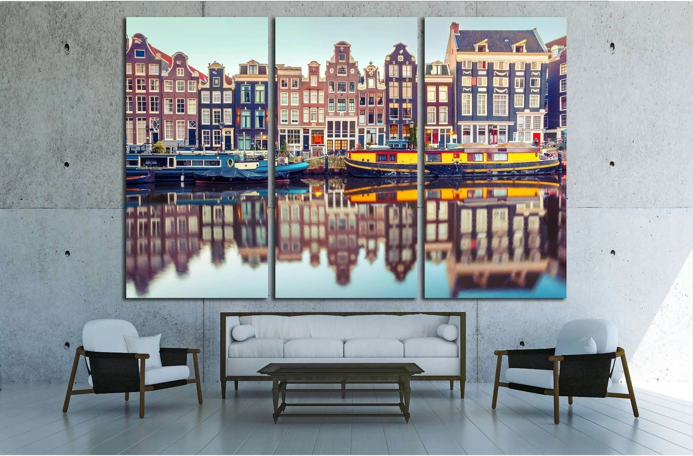 Amsterdam canal Singel.Holland, Netherlands №2409 Ready to Hang Canvas Print - Zellart Canvas Prints ALL_Products, s-2409