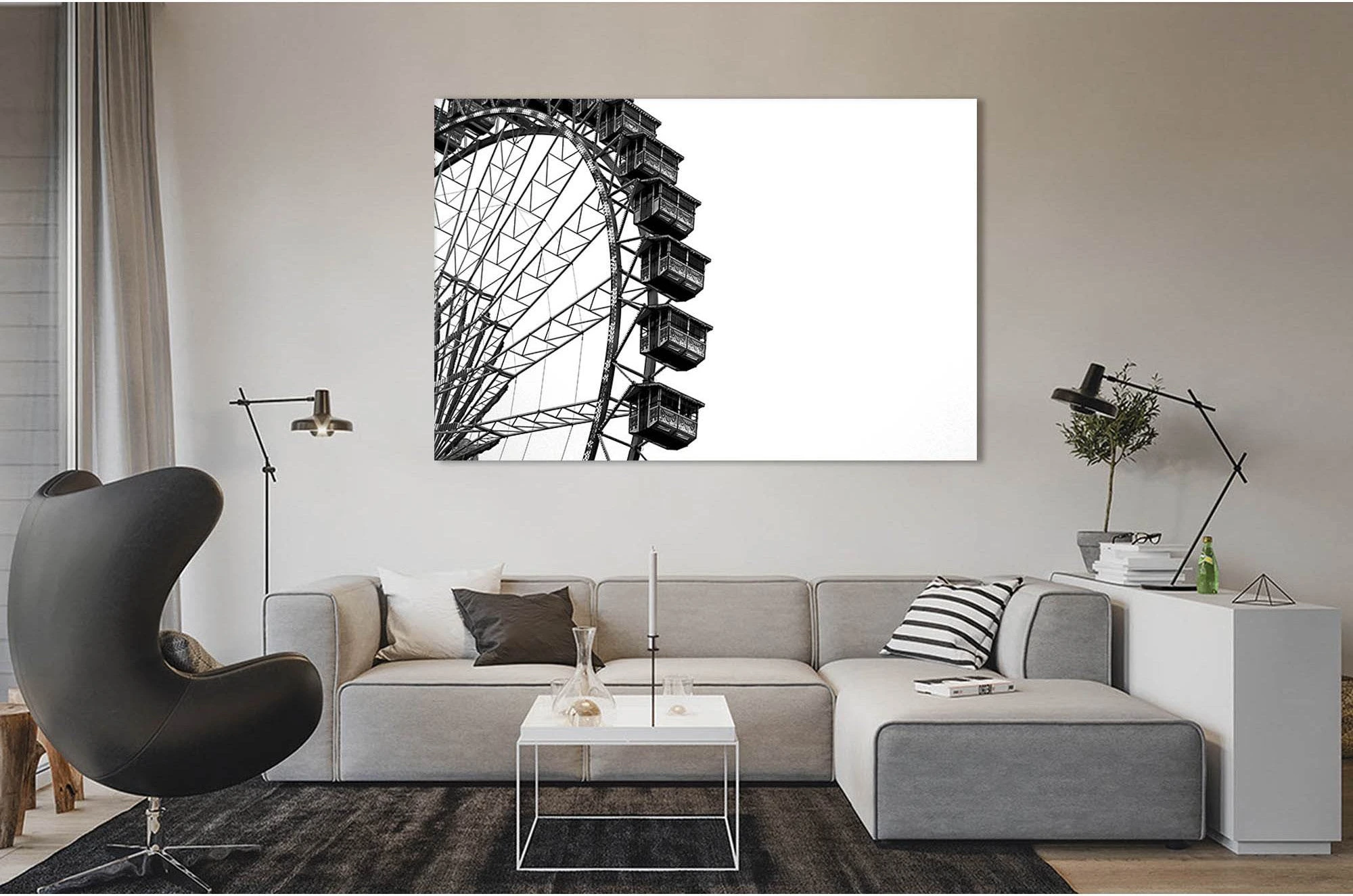 Amusement park №D2838 Ready to Hang Canvas Print - Zellart Canvas Prints 0new, ALL_Products, Black & White Wall Art