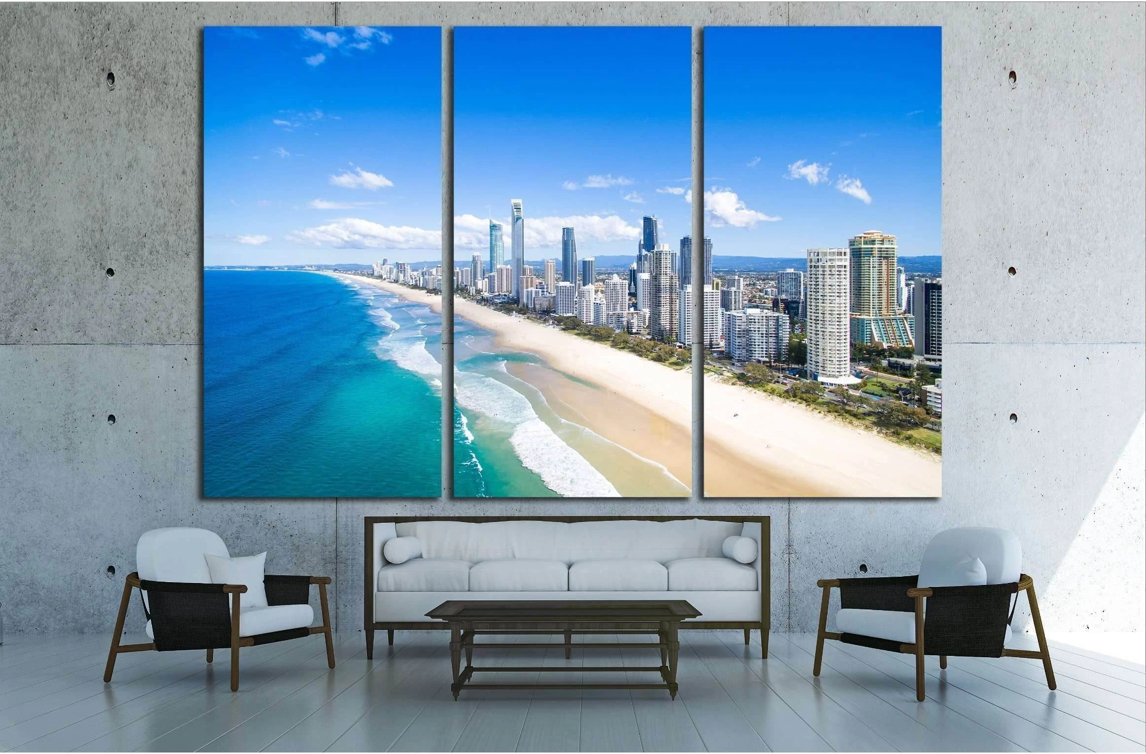 An aerial view of Surfers Paradise on the Gold Coast, Australia №2416 Ready to Hang Canvas Print - Zellart Canvas Prints ALL_Products, s-2416