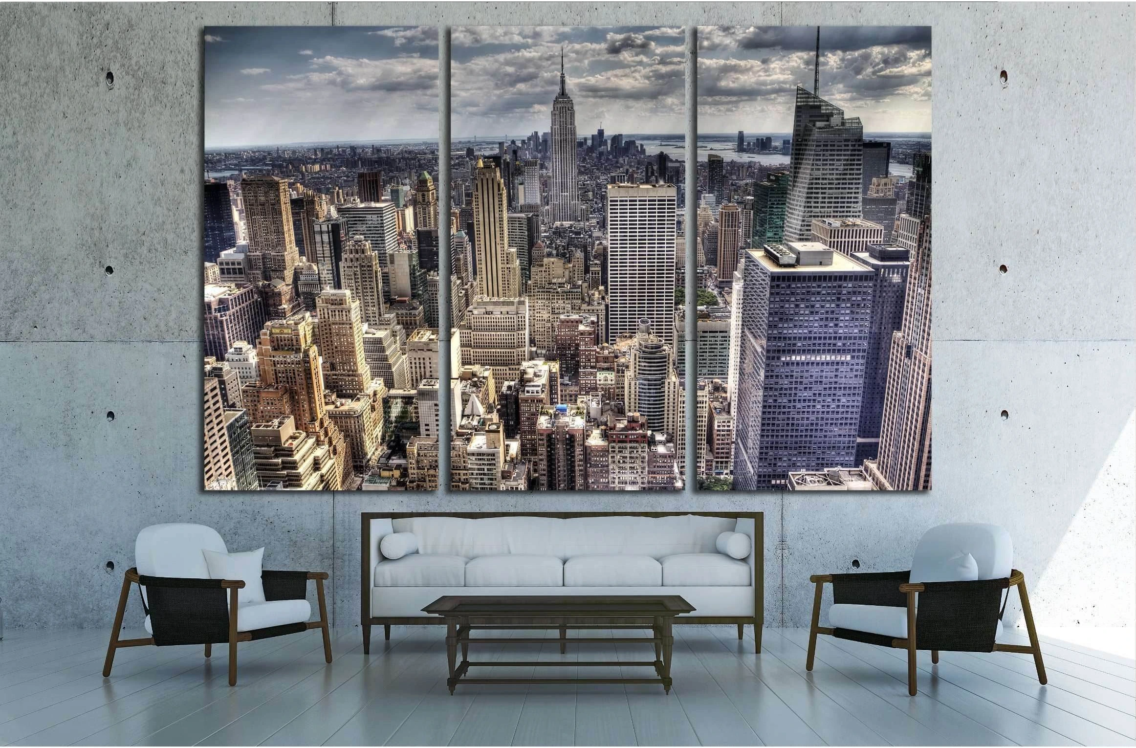 An aerial view over New York city №2593 Ready to Hang Canvas Print - Zellart Canvas Prints 0_NY_ART, ALL_Products, s-2593