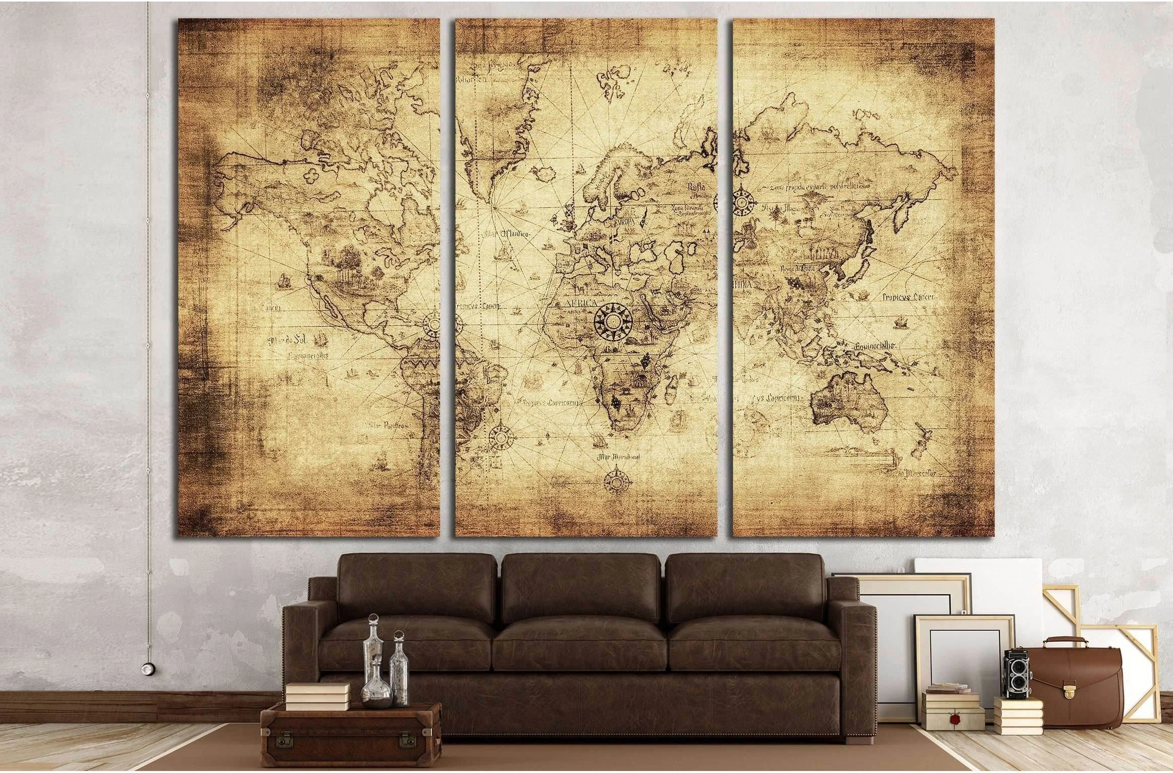 ancient map of the world №2807 Ready to Hang Canvas Print - Zellart Canvas Prints ALL_Products, s-2807