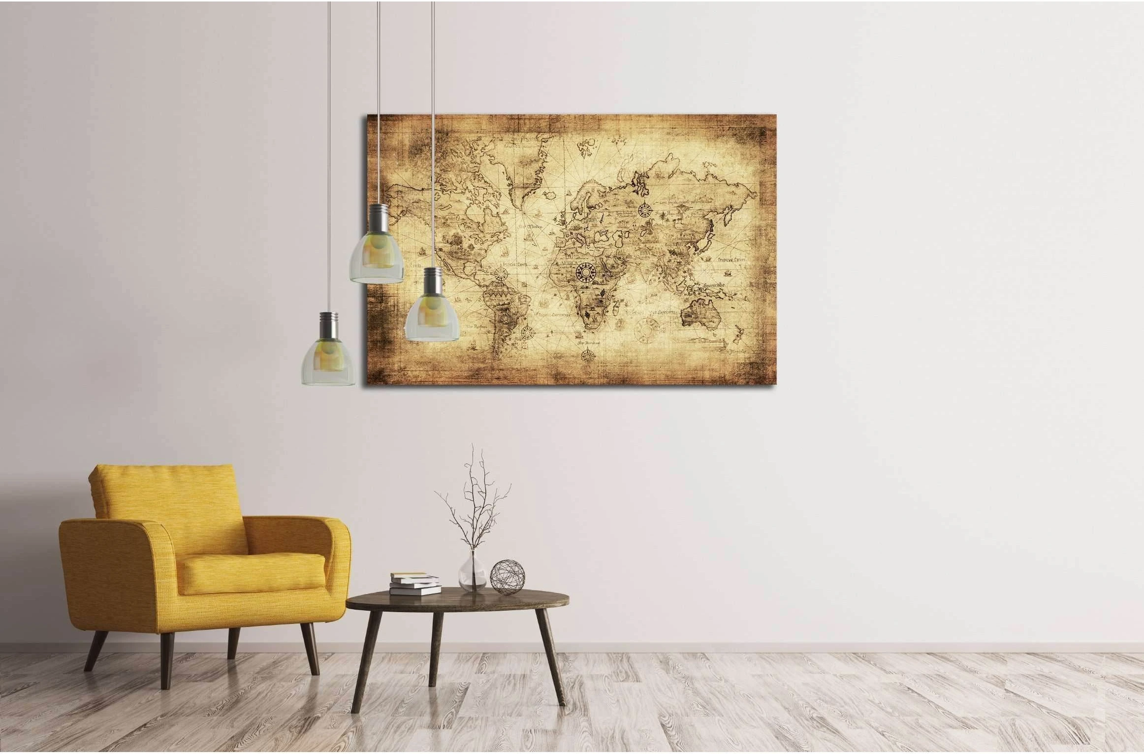 ancient map of the world №2807 Ready to Hang Canvas Print - Zellart Canvas Prints ALL_Products, s-2807