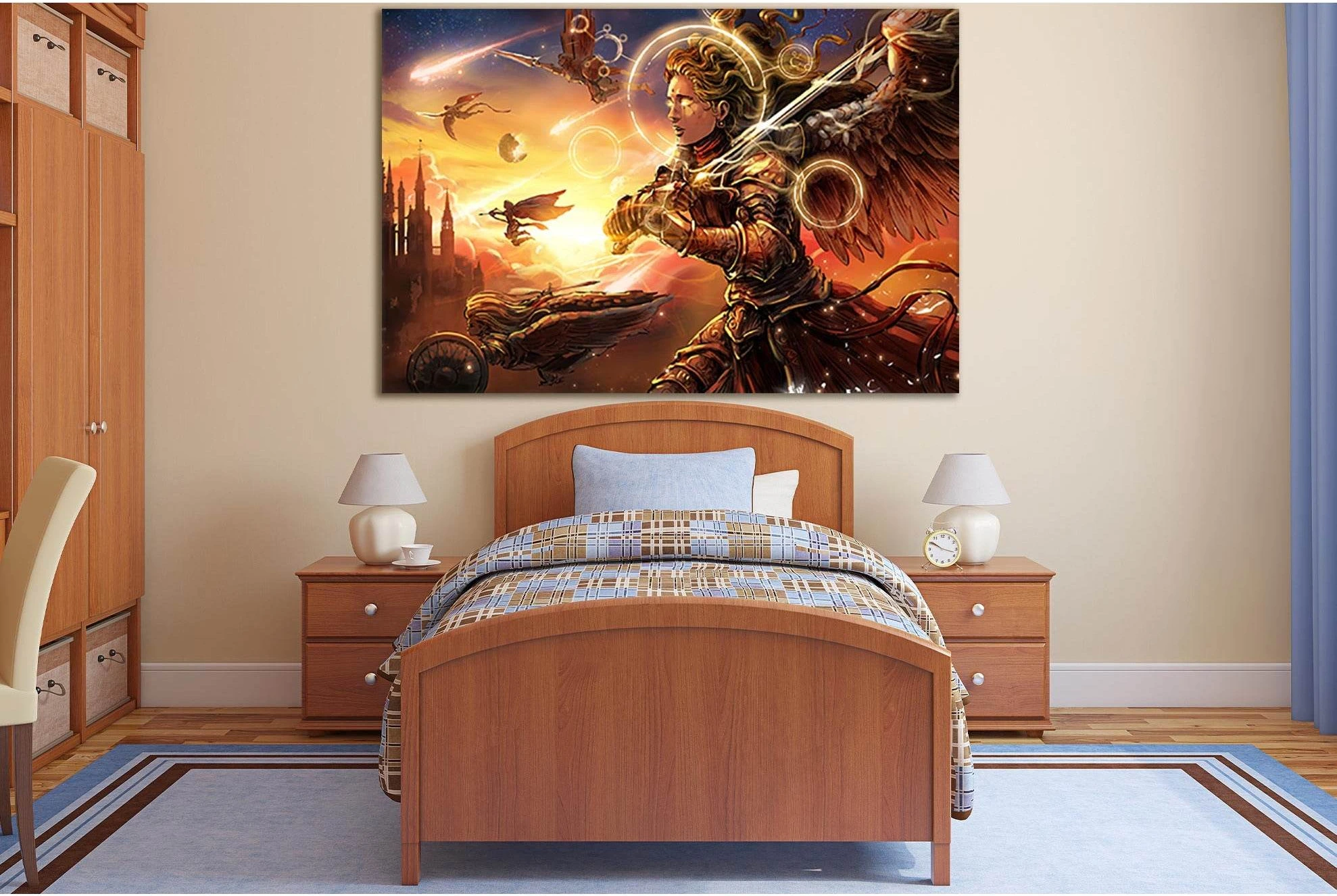 Angelic Army Flying Across The Sky №SL1242 Ready to Hang Canvas Print - Zellart Canvas Prints 0new, ALL_Products, Fantasy And Sci Fi Wall Art