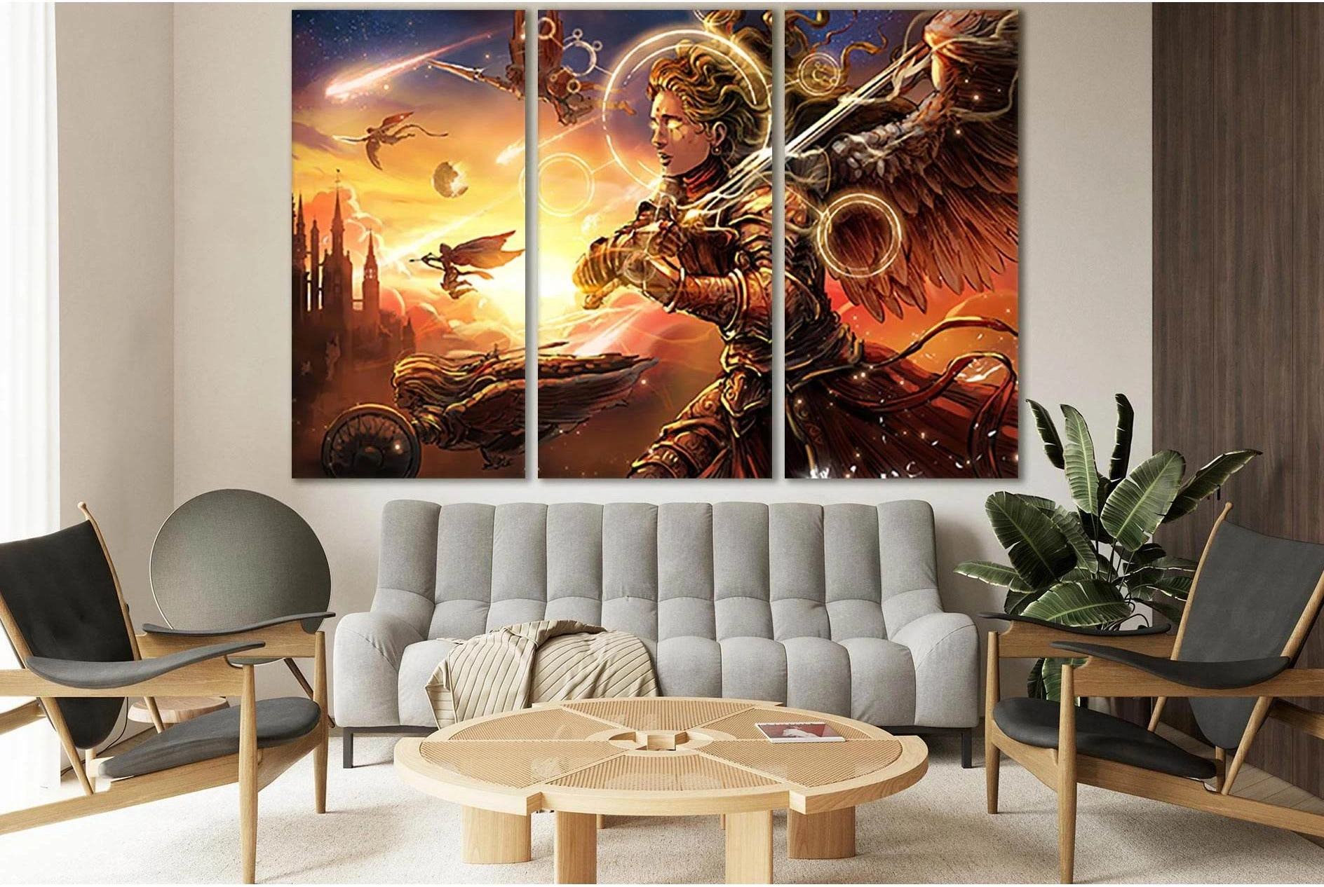 Angelic Army Flying Across The Sky №SL1242 Ready to Hang Canvas Print - Zellart Canvas Prints 0new, ALL_Products, Fantasy And Sci Fi Wall Art